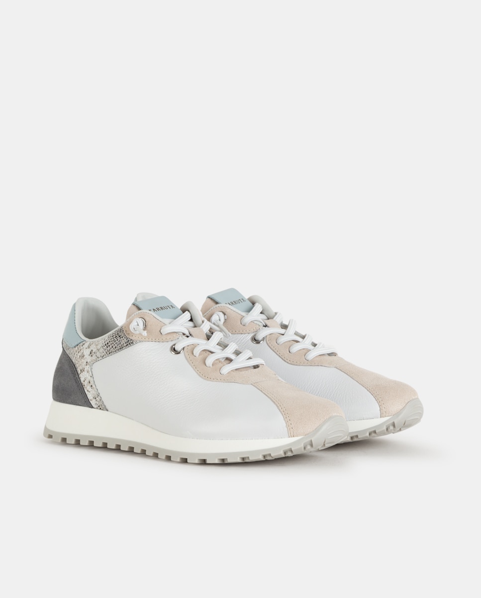 Zapatillas deportivas de mujer confeccionadas en piel con piezas de velour - Farrutx - Multicolor Multicolor-3