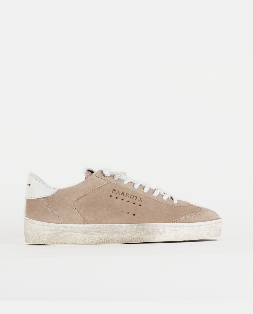 Zapatillas deportivas de mujer confeccionadas en piel con piezas de velour - Farrutx - Arena Arena-1
