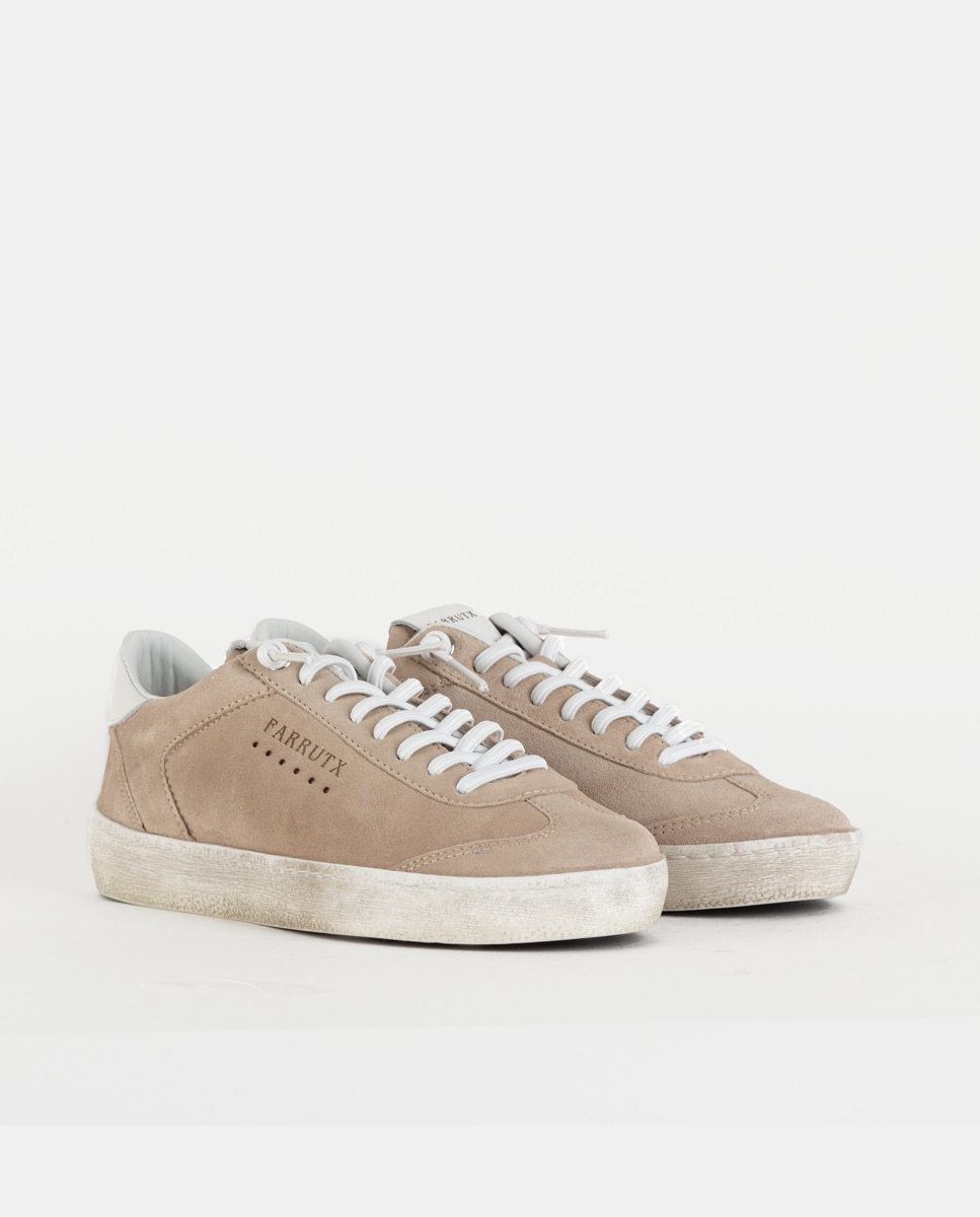 Zapatillas deportivas de mujer confeccionadas en piel con piezas de velour - Farrutx - Arena Arena-3