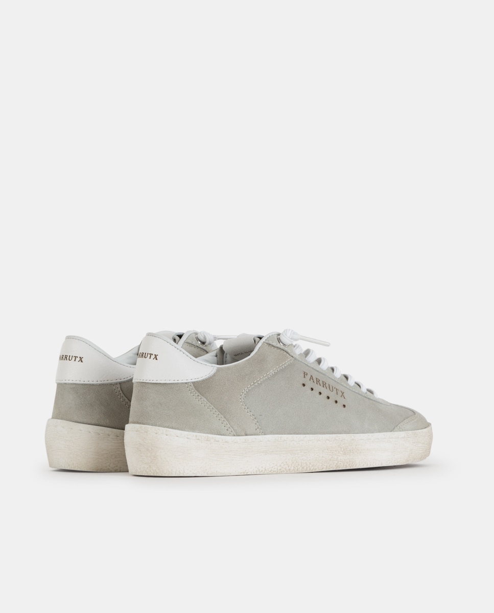 Zapatillas deportivas de mujer confeccionadas en piel con piezas de velour - Farrutx - Verde grisáceo Verde grisáceo-4