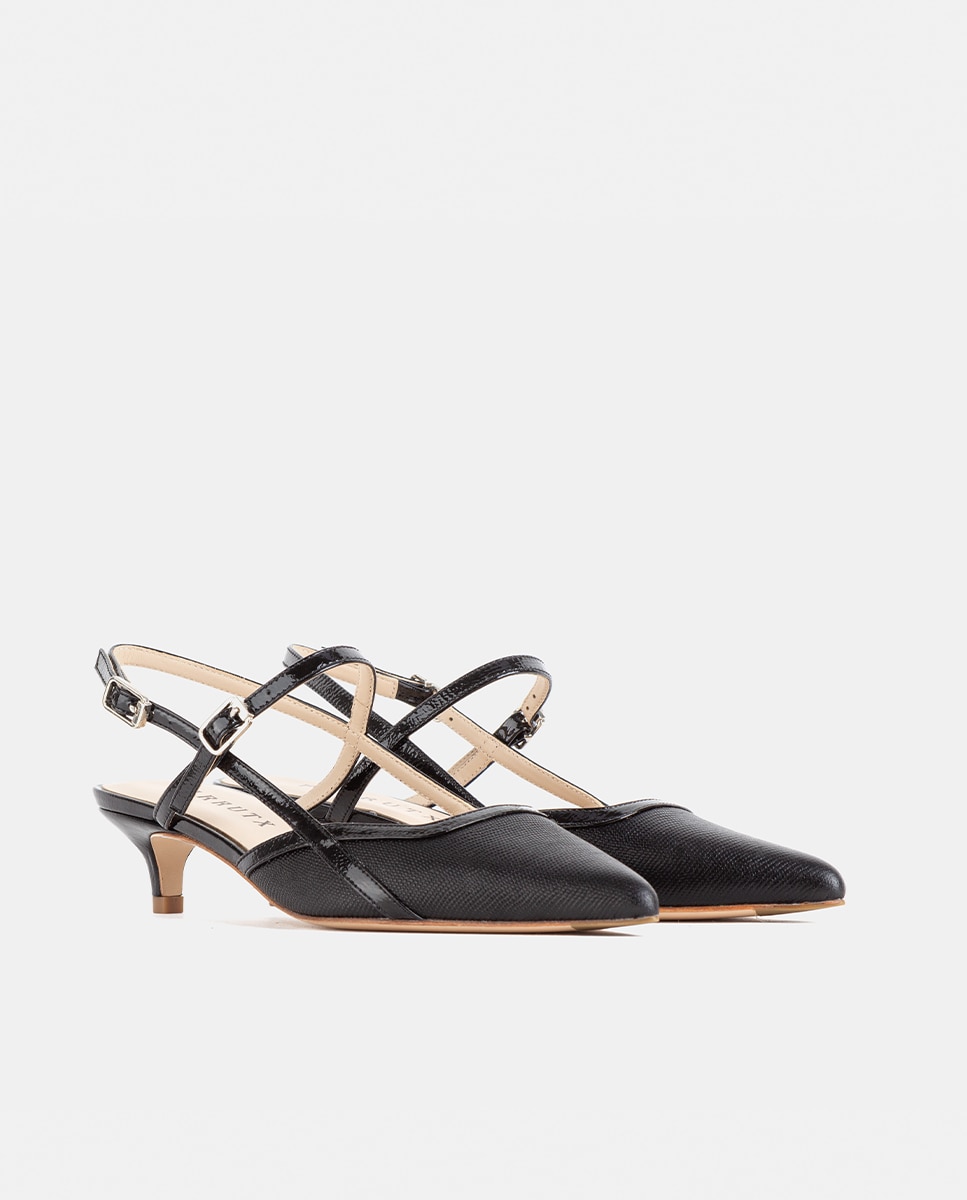 Zapatos de salón de mujer confeccionados en piel - Farrutx - Negro Negro-3