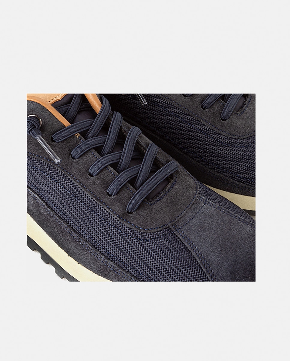 Zapatillas deportivas de mujer elaboradas en rejilla con piezas de velour y piel lisa - Farrutx - Marino Marino-2