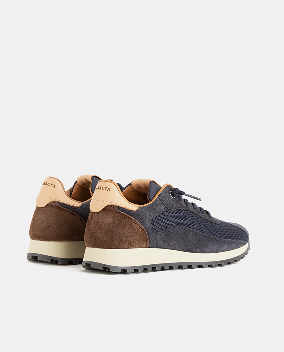 Zapatillas deportivas de mujer elaboradas en rejilla con piezas de velour y piel lisa - Farrutx - Marino Marino-4