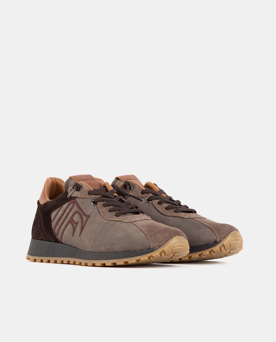 Zapatillas deportivas de mujer elaboradas sobre una base de nylon con piezas en velour y napa - Farrutx - Marrón oscuro Marrón oscuro-3