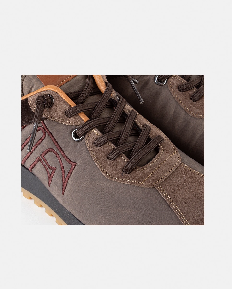 Zapatillas deportivas de mujer elaboradas sobre una base de nylon con piezas en velour y napa - Farrutx - Marrón oscuro Marrón oscuro-2