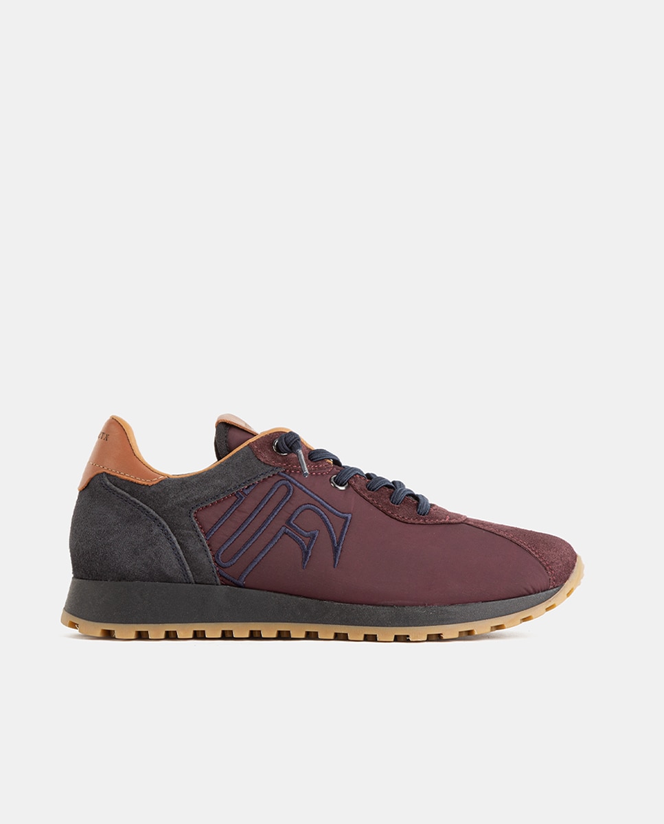 Zapatillas deportivas de mujer elaboradas sobre una base de nylon con piezas en velour y napa - Farrutx - Burdeos Burdeos-1