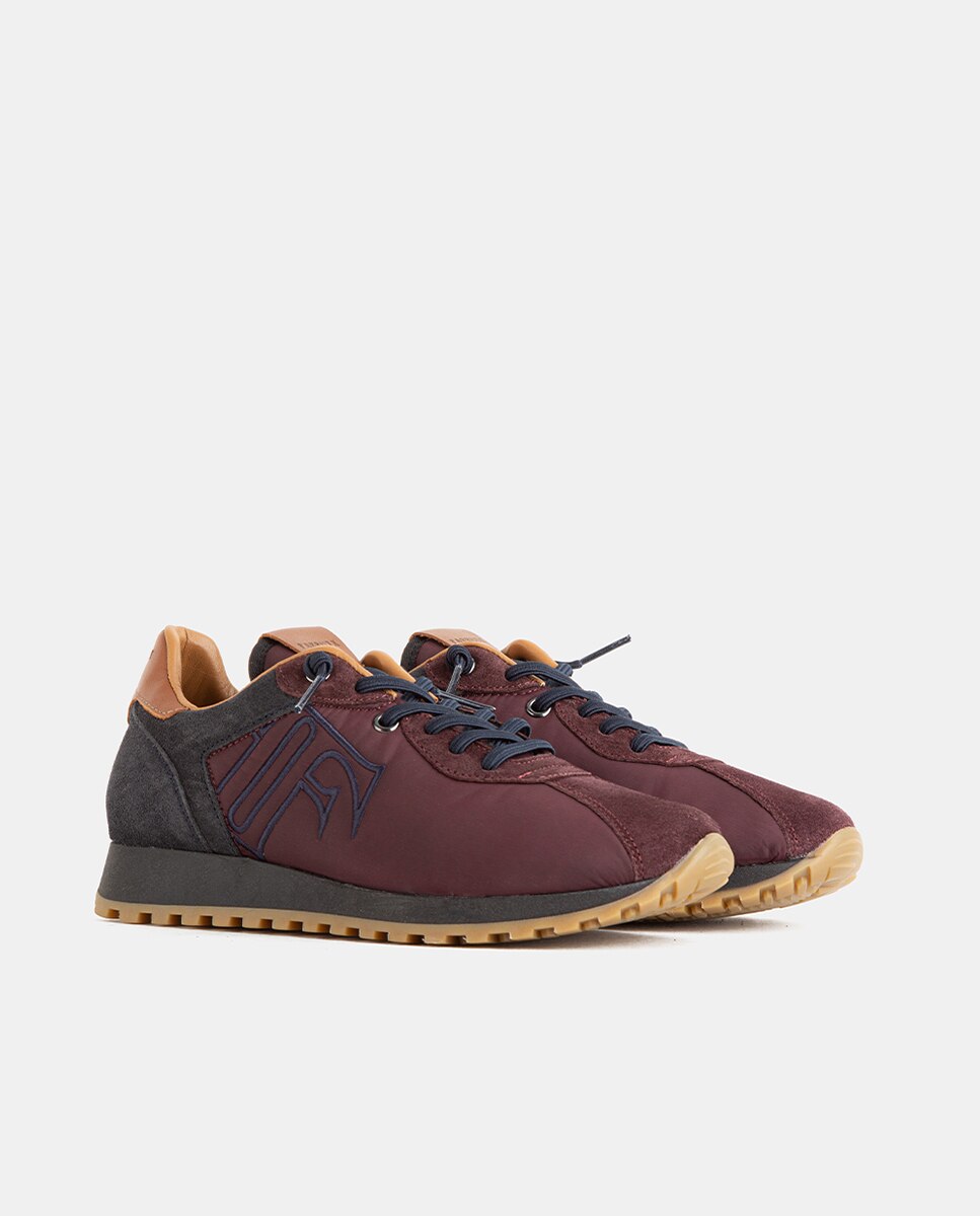 Zapatillas deportivas de mujer elaboradas sobre una base de nylon con piezas en velour y napa - Farrutx - Burdeos Burdeos-3