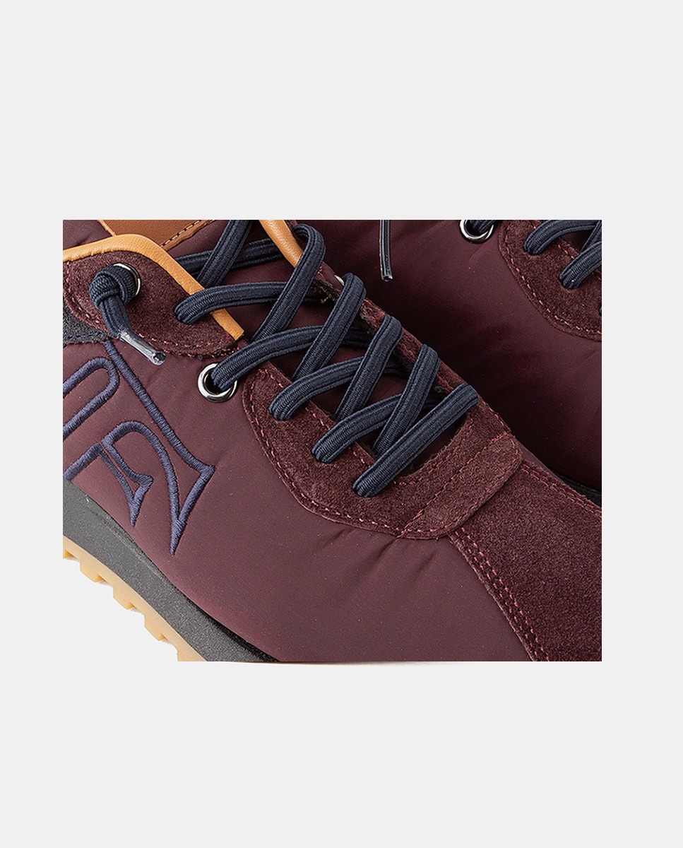 Zapatillas deportivas de mujer elaboradas sobre una base de nylon con piezas en velour y napa - Farrutx - Burdeos Burdeos-2