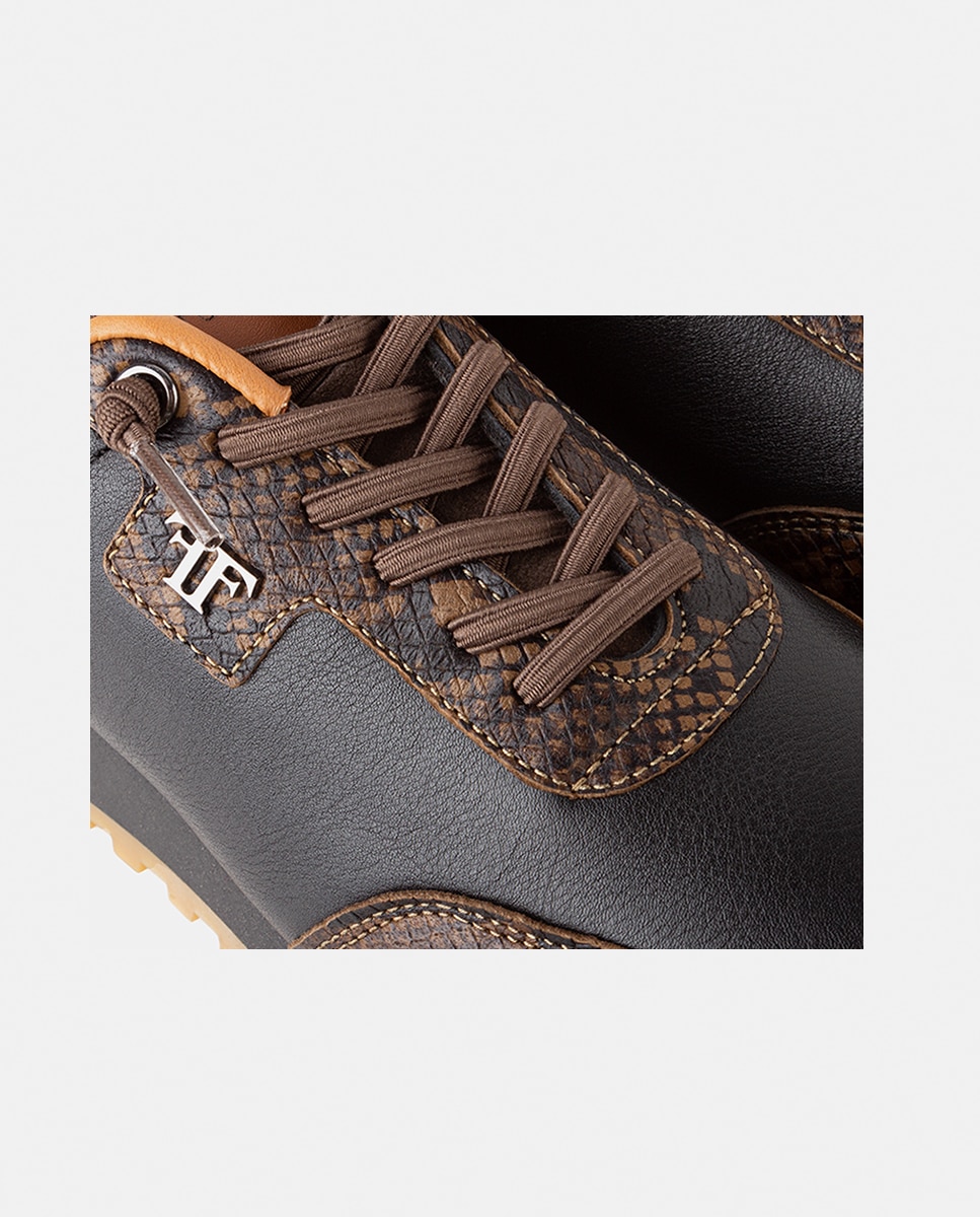 Zapatillas deportivas de mujer confeccionadas en piel grabada y piezas en napa y velour - Farrutx - Multicolor Multicolor-2