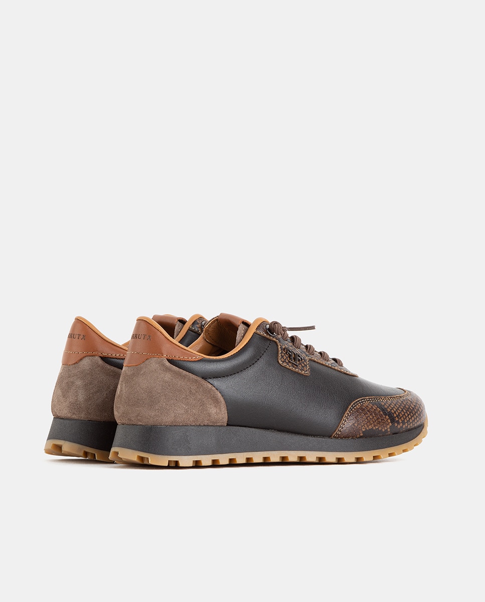 Zapatillas deportivas de mujer confeccionadas en piel grabada y piezas en napa y velour - Farrutx - Multicolor Multicolor-4