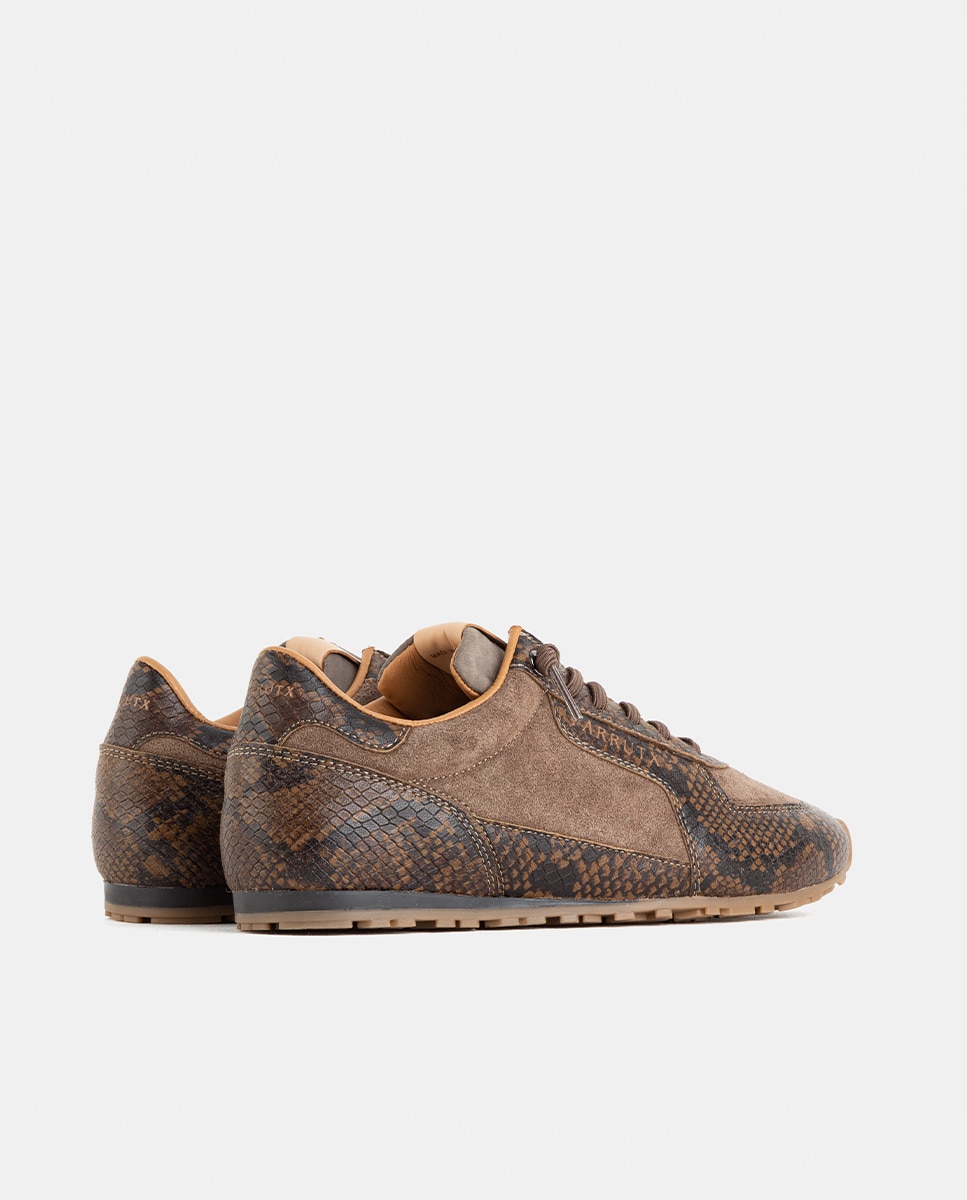 Zapatillas deportivas de mujer elaboradas en piel con grabado de estampado animal - Farrutx - Estampado Estampado-4