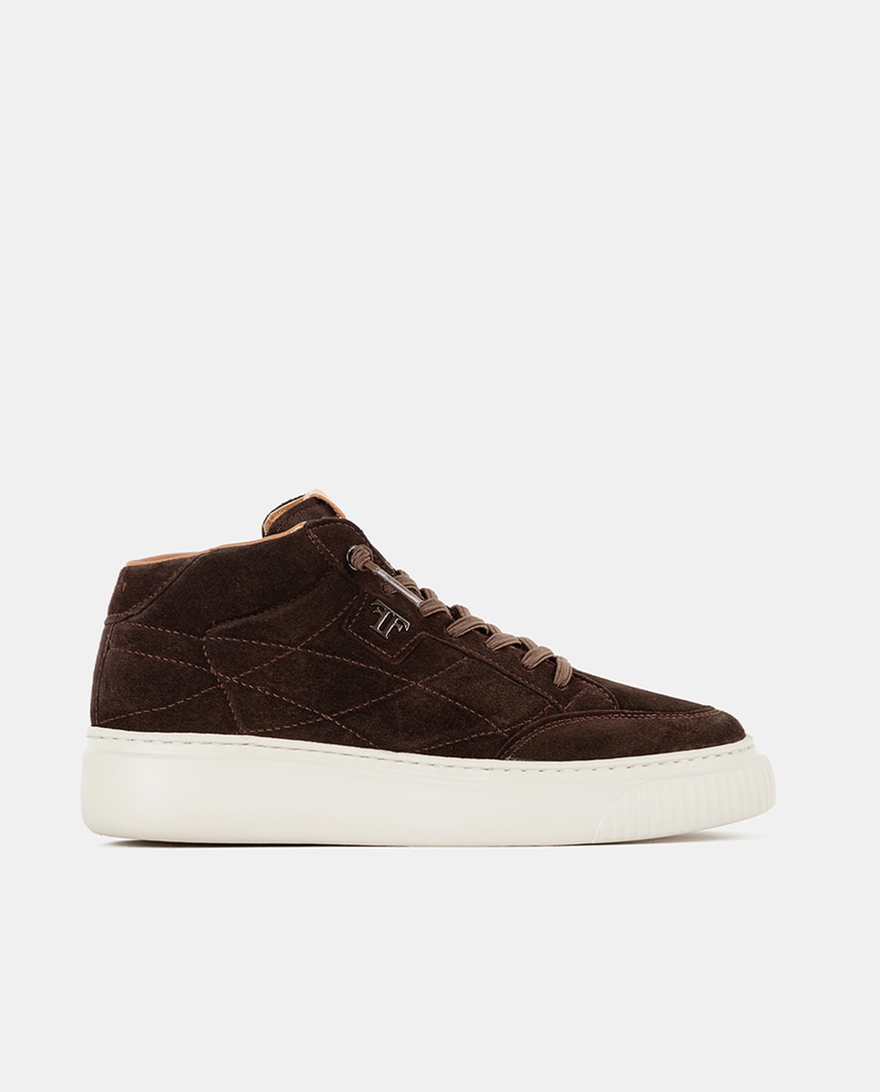 Imagen 0 de Zapatillas deportivas altas de mujer confeccionadas en velour Marrón oscuro