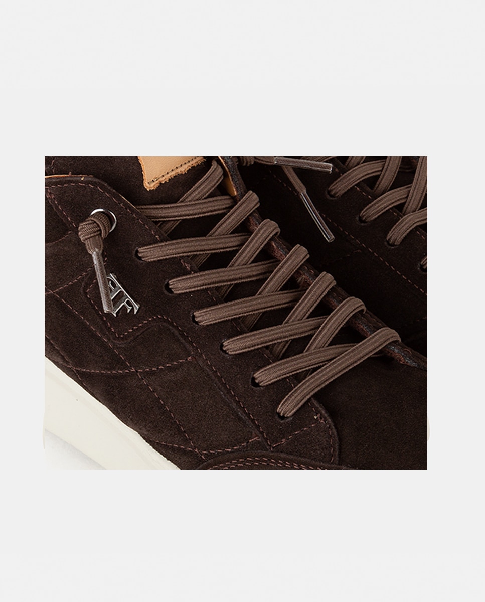 Zapatillas deportivas altas de mujer confeccionadas en velour - Farrutx - Marrón oscuro Marrón oscuro-2