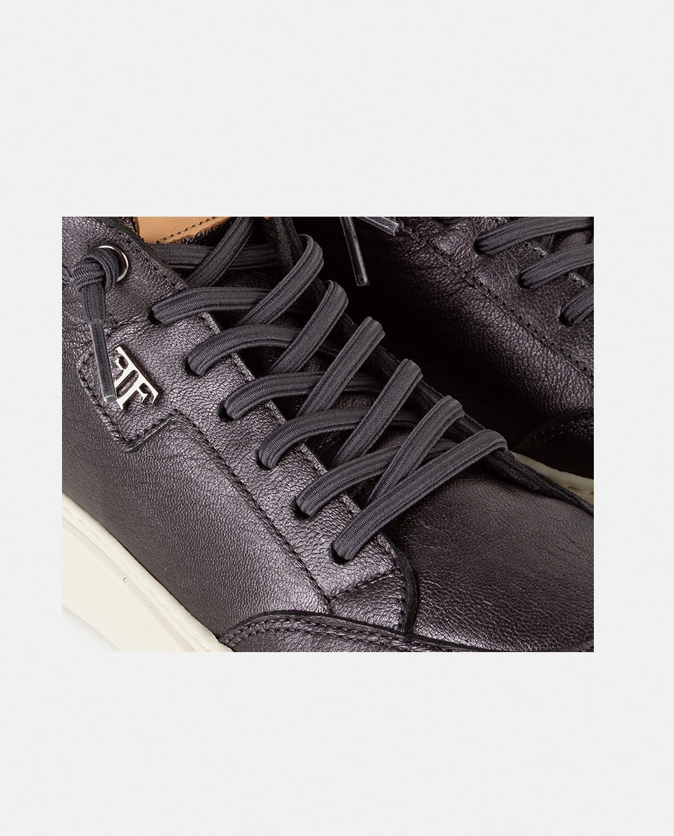 Zapatillas deportivas altas de mujer confeccionadas en napa metalizada - Farrutx - Gris plomo Gris plomo-2