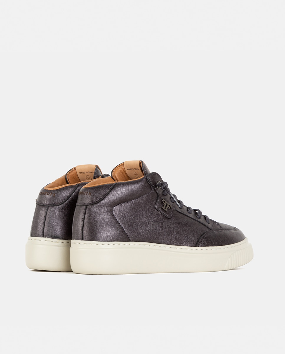 Zapatillas deportivas altas de mujer confeccionadas en napa metalizada - Farrutx - Gris plomo Gris plomo-4