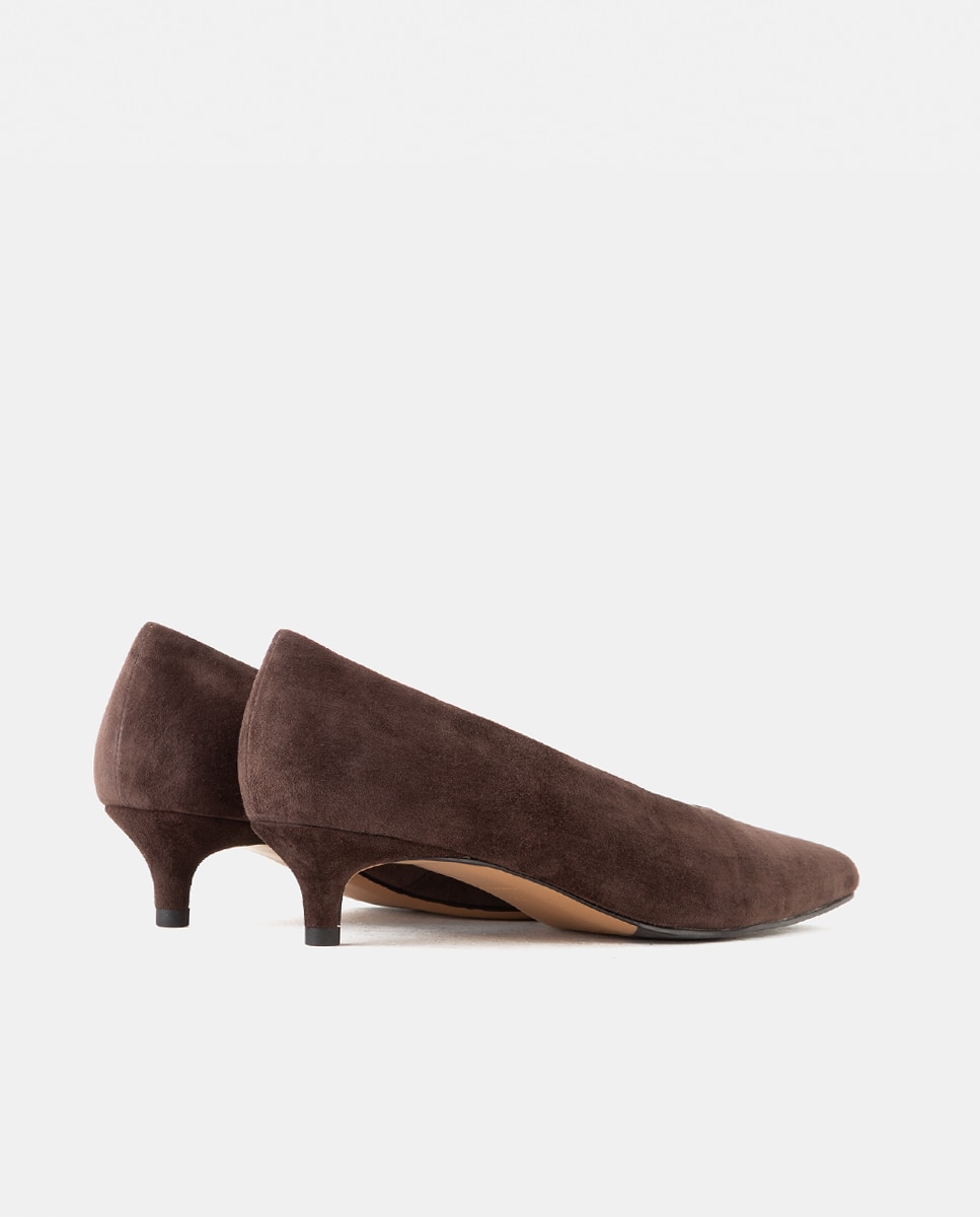 Zapatos de salón de mujer en ante de punta fina suela de cuero - Farrutx - Marrón Marrón-4