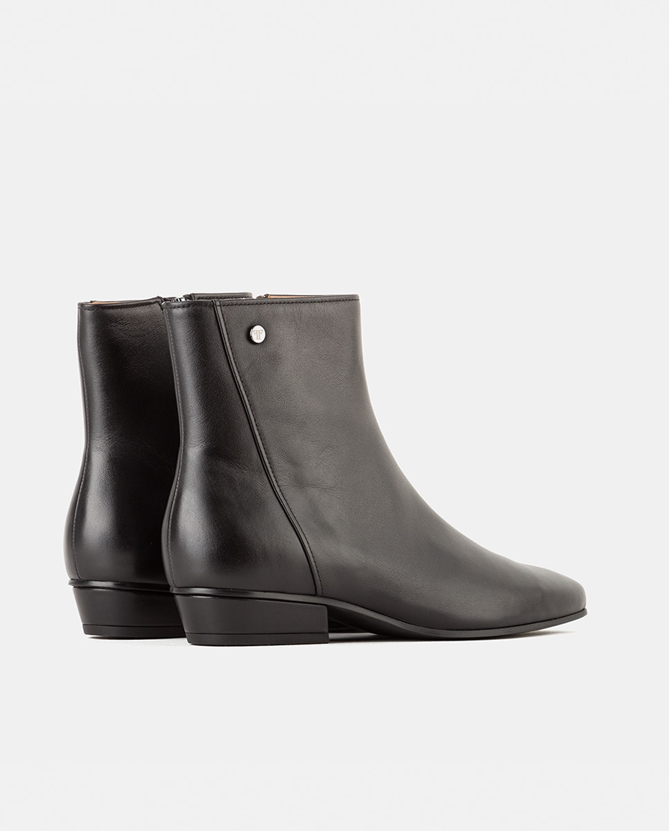 Botines de mujer confeccionados en napa de punta redonda con cremallera - Farrutx - Negro Negro-4