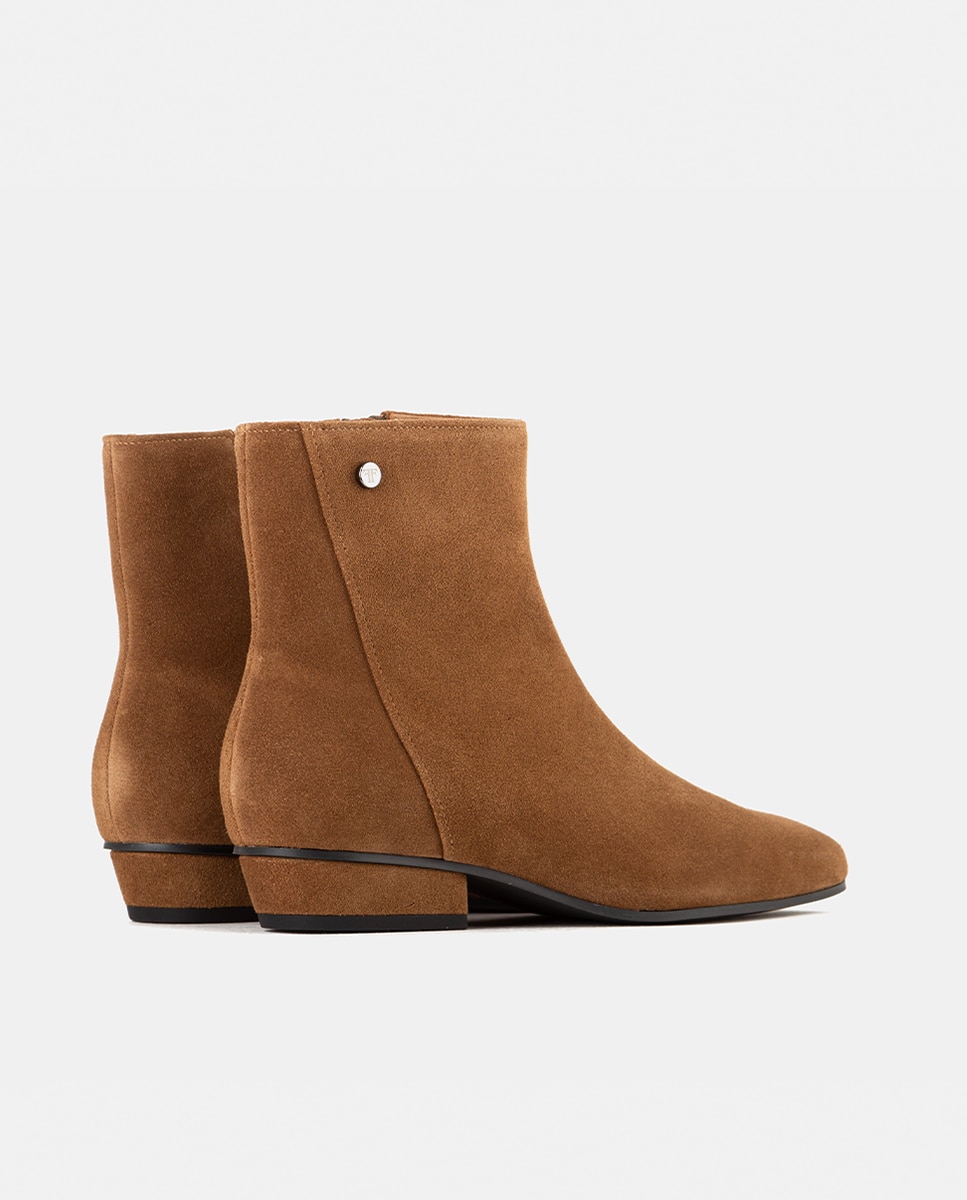 Botines de mujer confeccionados en velour de punta redonda con cremallera - Farrutx - Cuero Cuero-4