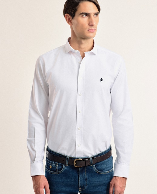 Imagen 0 de Camisa algodón oxford de hombre corte classic lisa color blanco