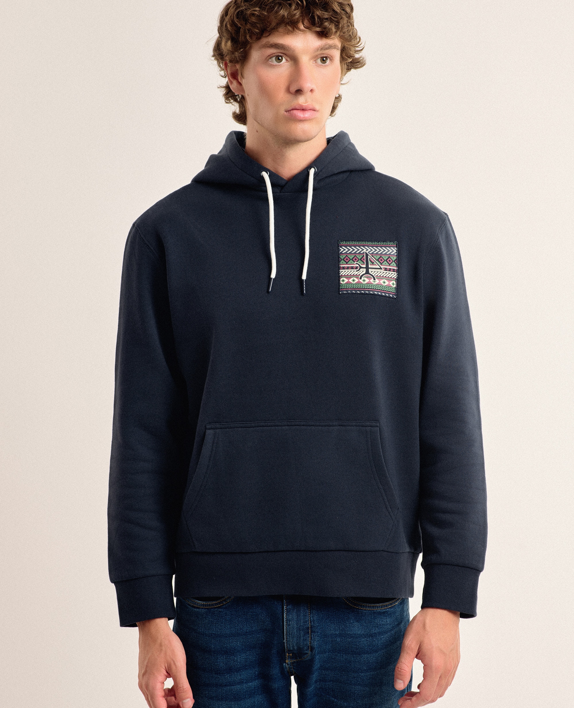Imagen 0 de Sudadera de hombre color azul marino con capucha Azul marino
