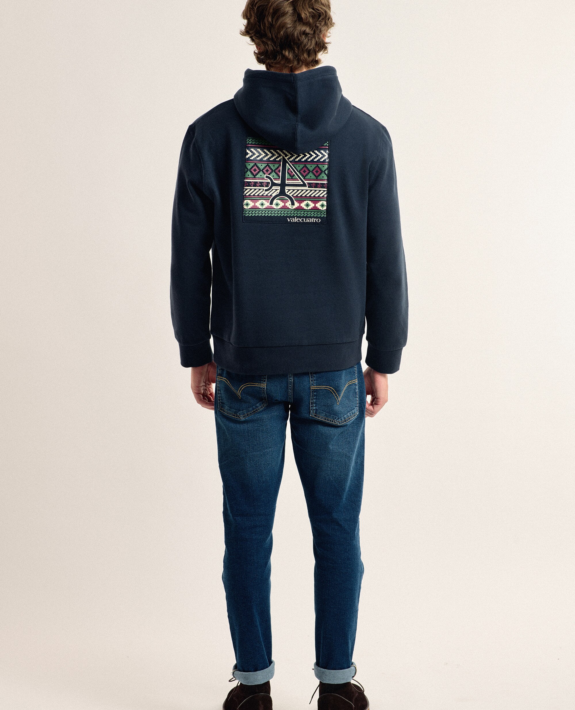 Sudadera de hombre color con capucha - Valecuatro - Azul marino Azul marino-2