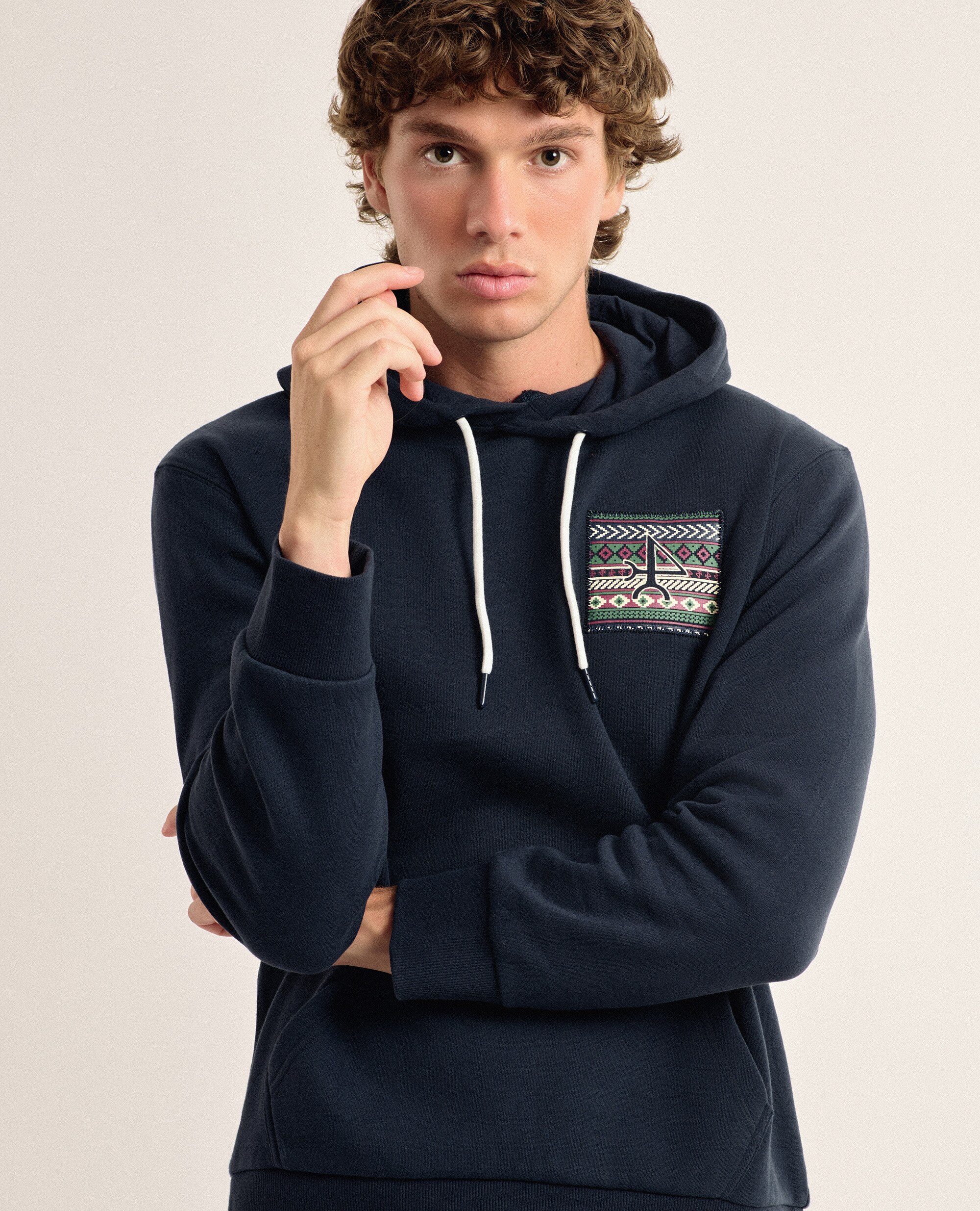 Sudadera de hombre color con capucha - Valecuatro - Azul marino Azul marino-3