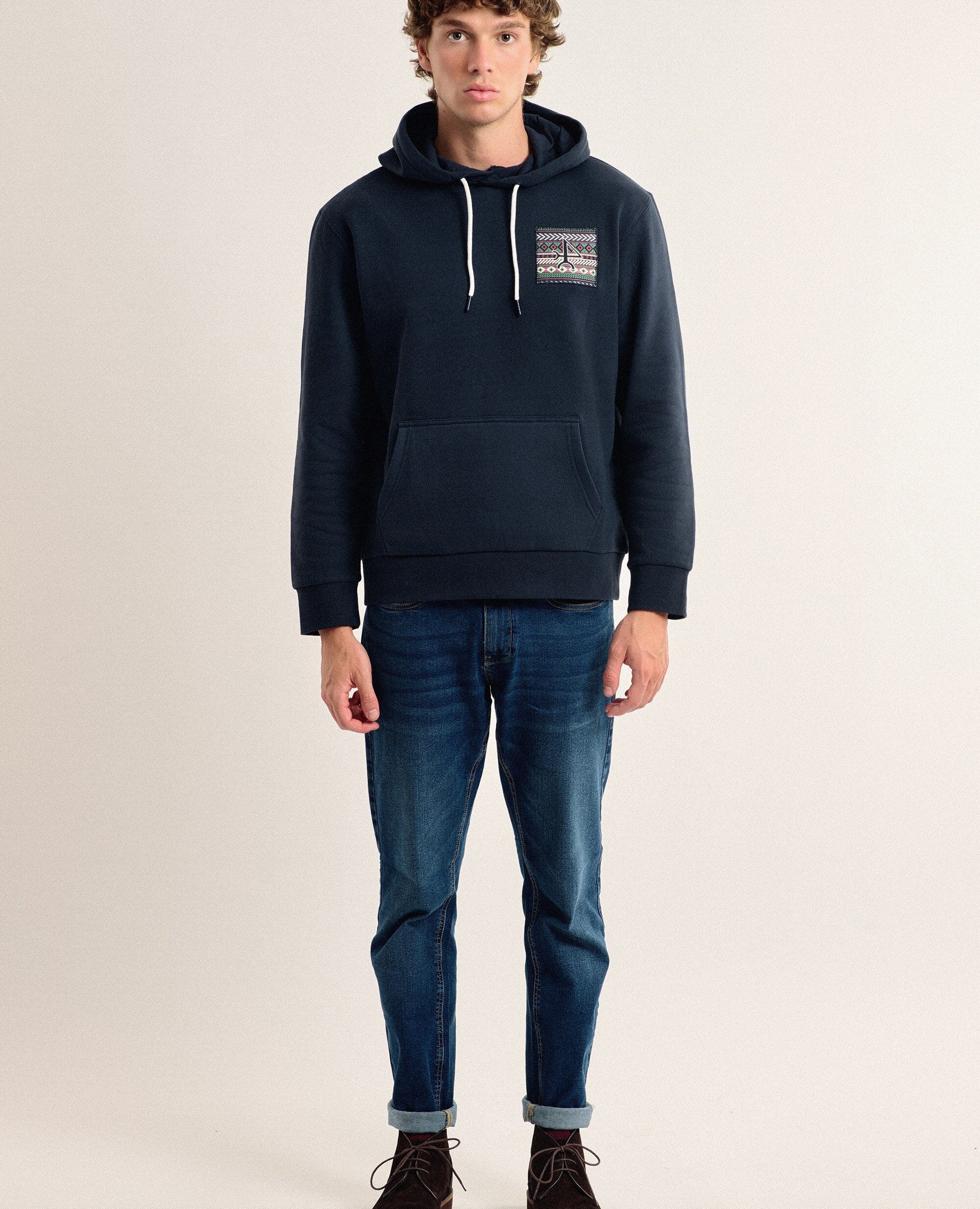Sudadera de hombre color con capucha - Valecuatro - Azul marino Azul marino-4