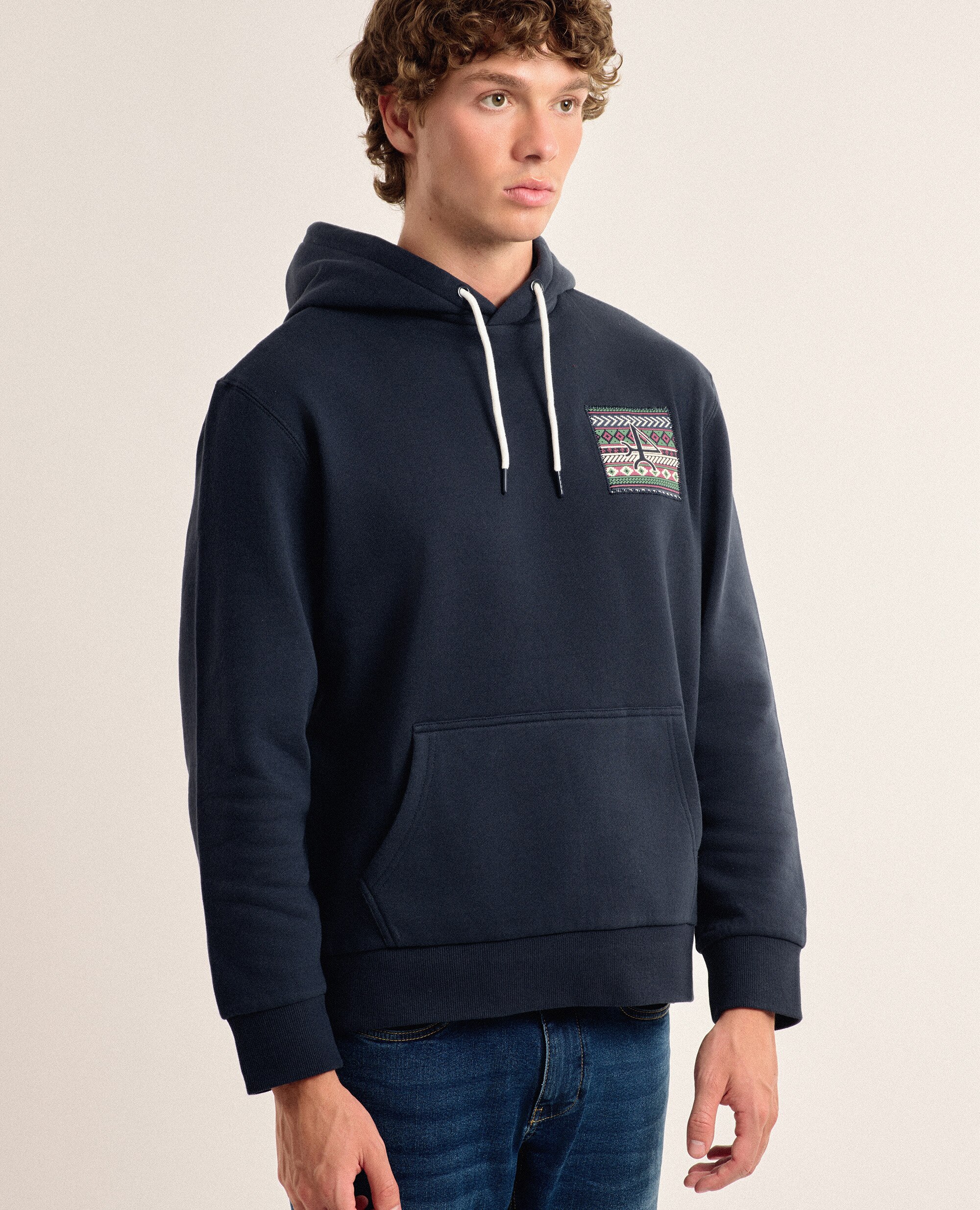 Sudadera de hombre color con capucha - Valecuatro - Azul marino Azul marino-6