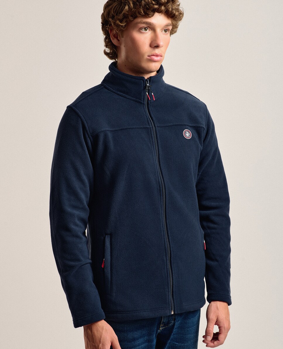 Chaqueta de hombre tipo polar con cremallera color azul marino