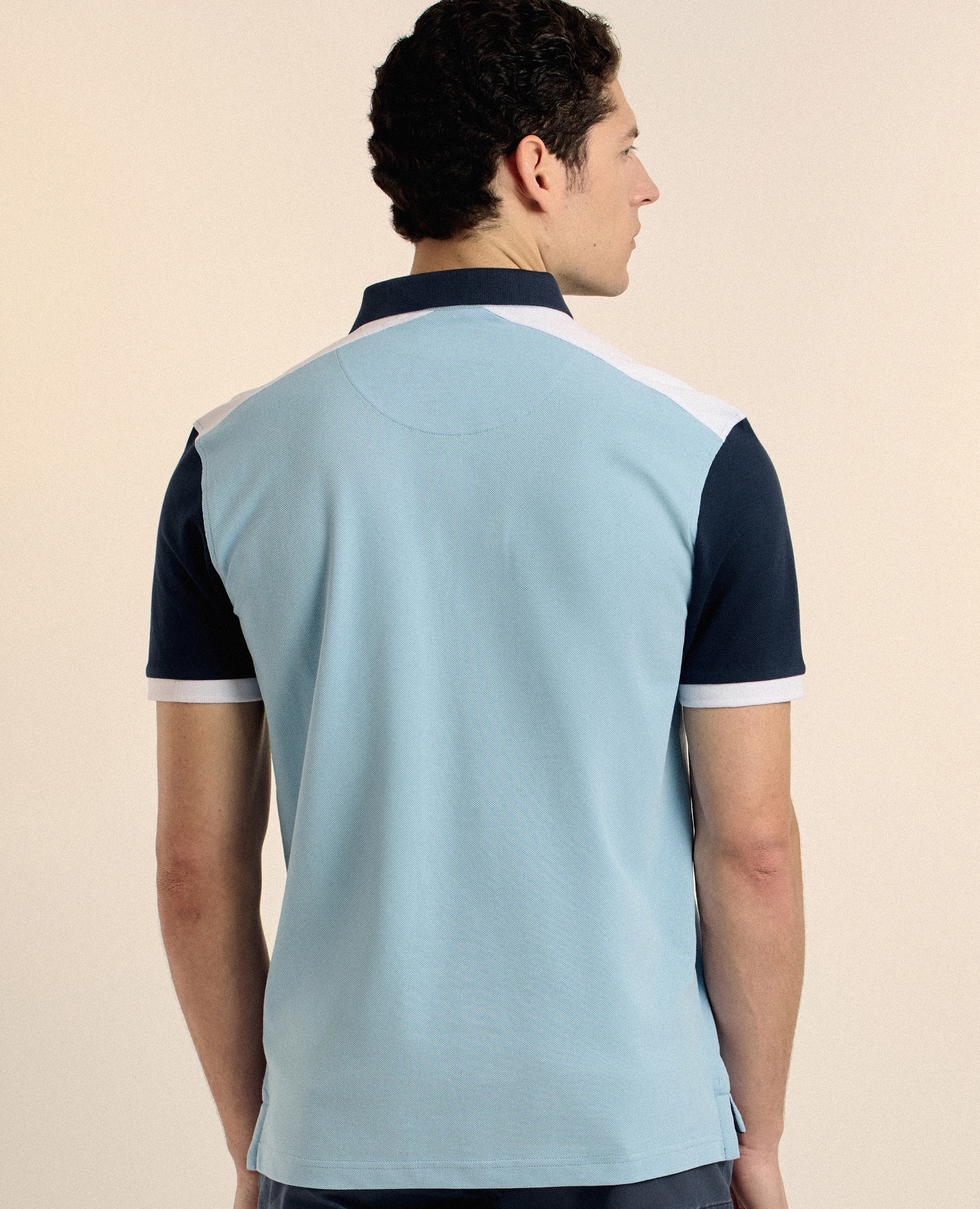 Polo de piqué de hombre manga corta liso - Valecuatro - Azul claro Azul claro-2