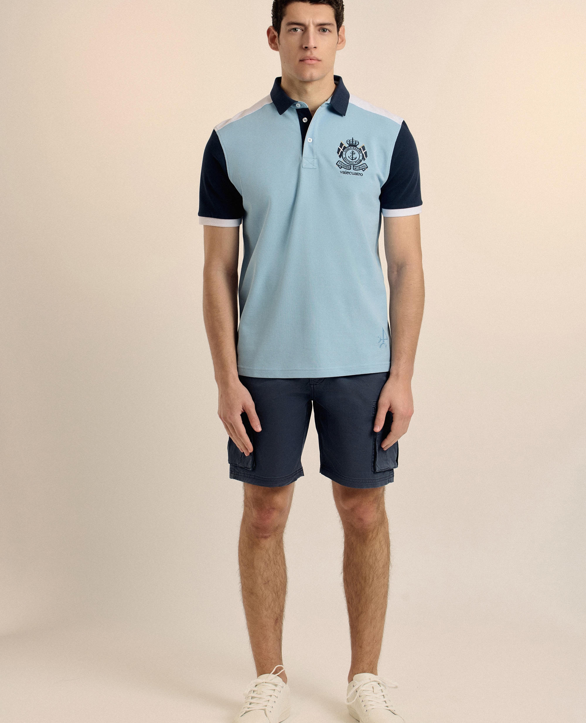 Polo de piqué de hombre manga corta liso - Valecuatro - Azul claro Azul claro-4