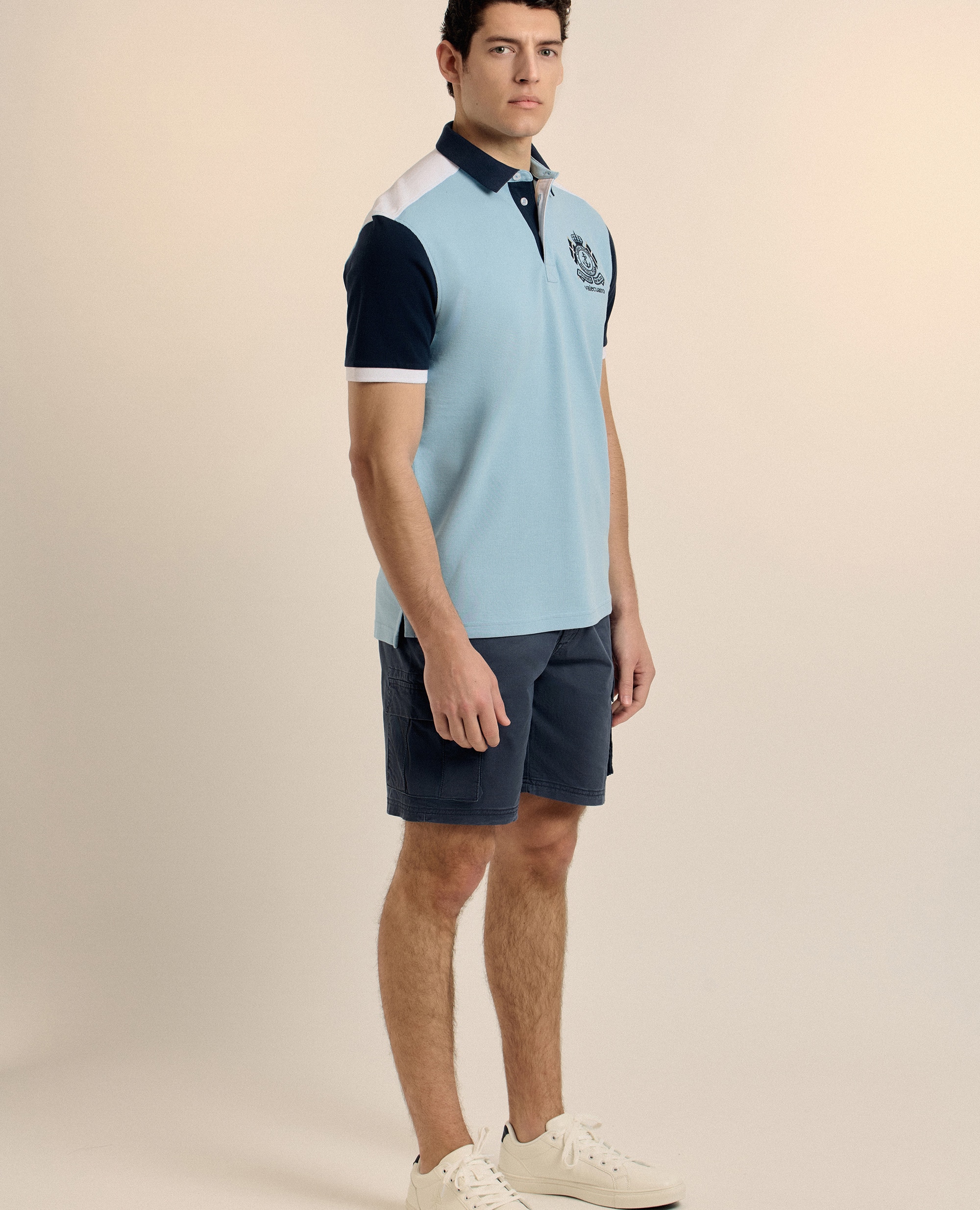 Polo de piqué de hombre manga corta liso - Valecuatro - Azul claro Azul claro-5
