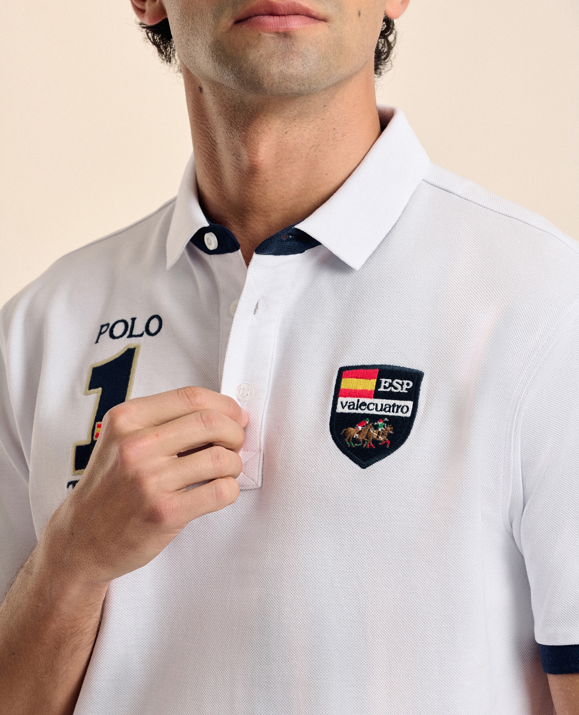 Polo de piqué de hombre corte classic manga corta - Valecuatro - Blanco Blanco-3