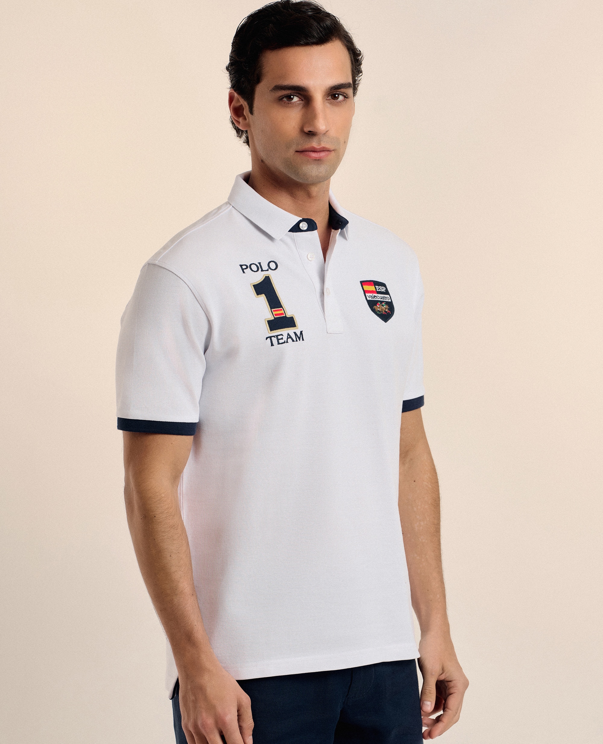 Polo de piqué de hombre corte classic manga corta - Valecuatro - Blanco Blanco-6