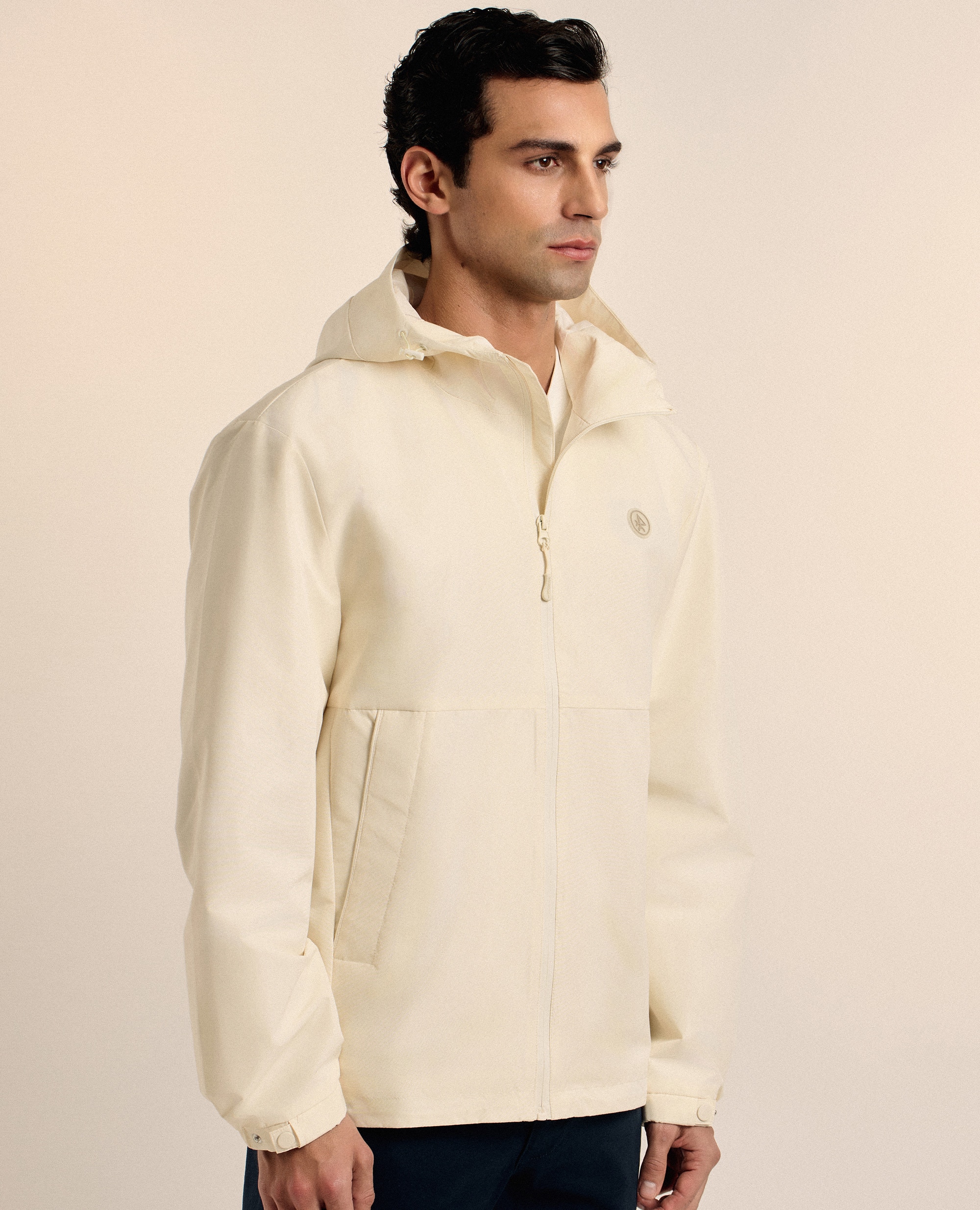 Chubasquero de hombre cortavientos con capucha - Valecuatro - Beige Beige-1