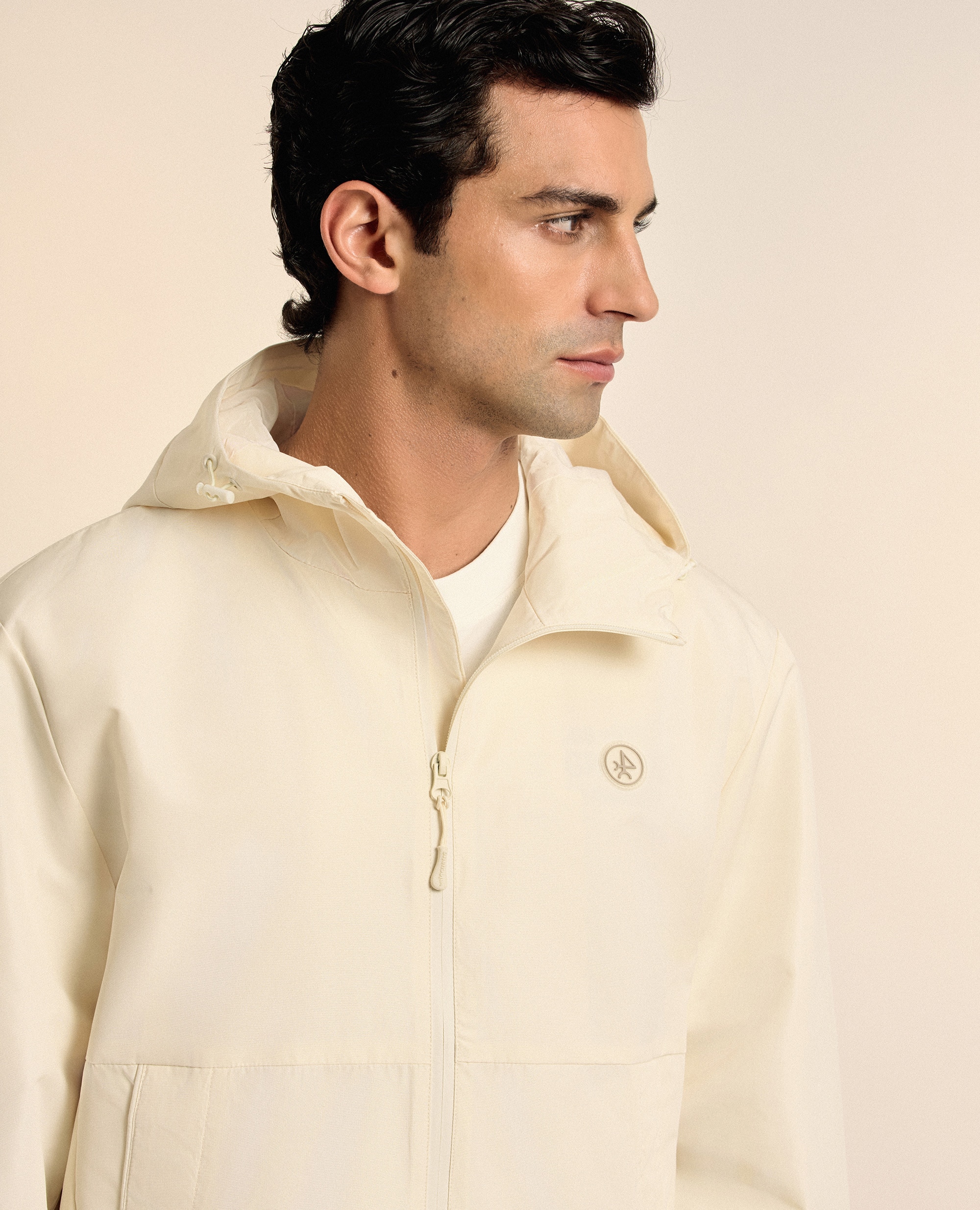 Chubasquero de hombre cortavientos con capucha - Valecuatro - Beige Beige-3