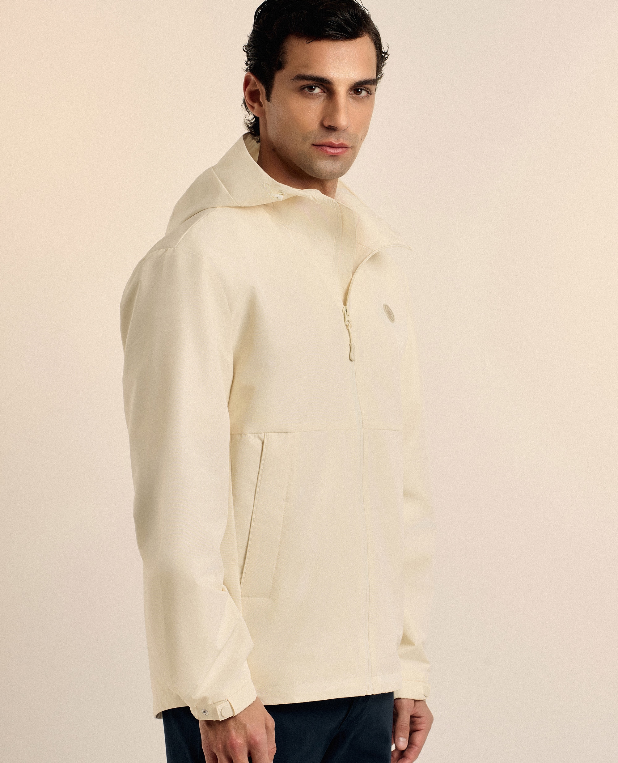 Chubasquero de hombre cortavientos con capucha - Valecuatro - Beige Beige-5