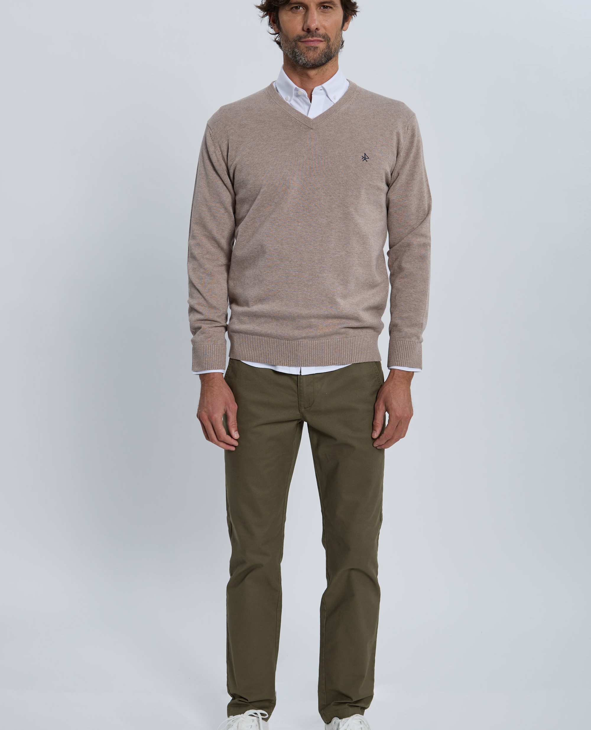 Jersey de hombre con cuello de pico - Valecuatro - Beige Beige-4