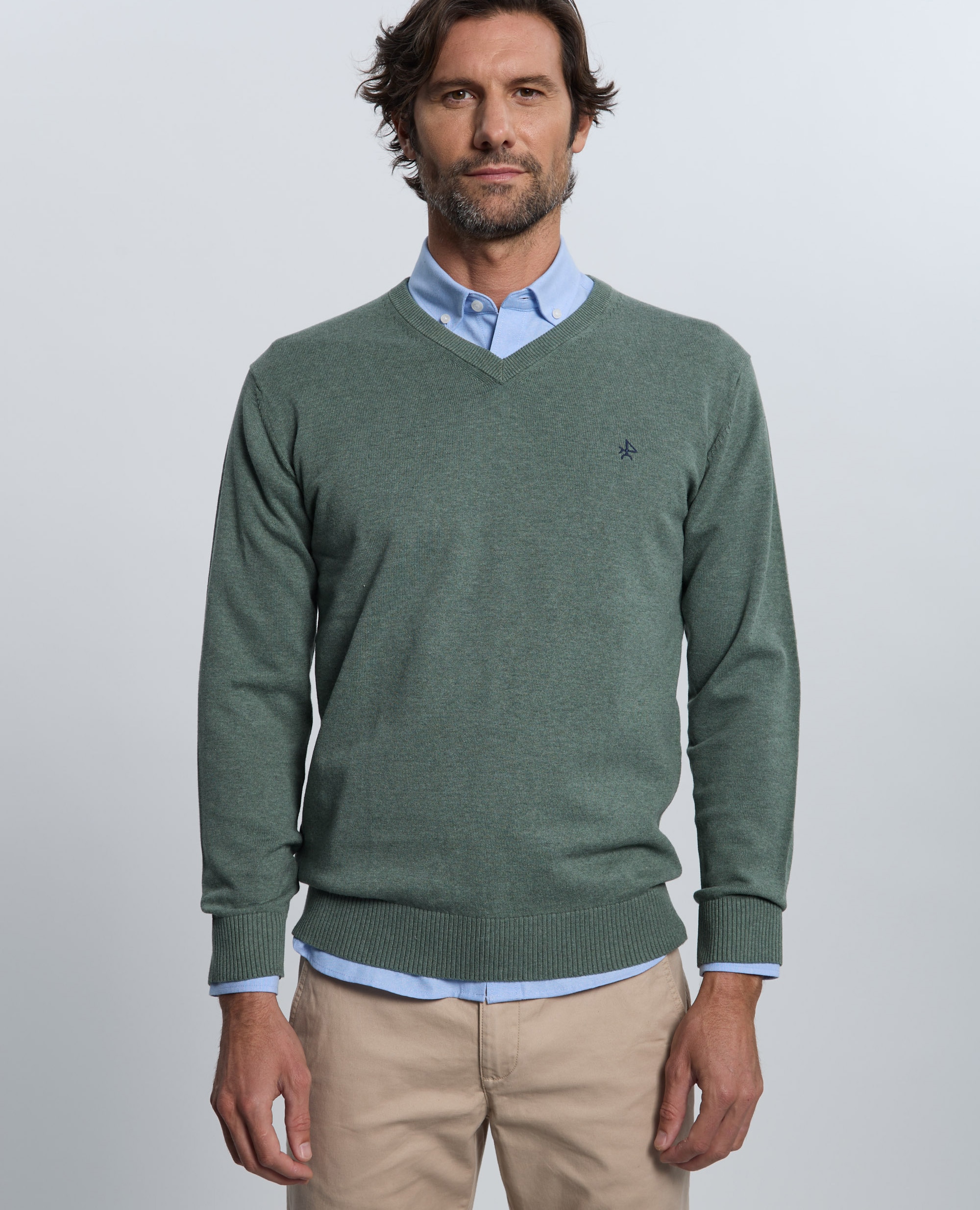 Jersey de hombre con cuello de pico - Valecuatro - Verde oscuro Verde oscuro-1