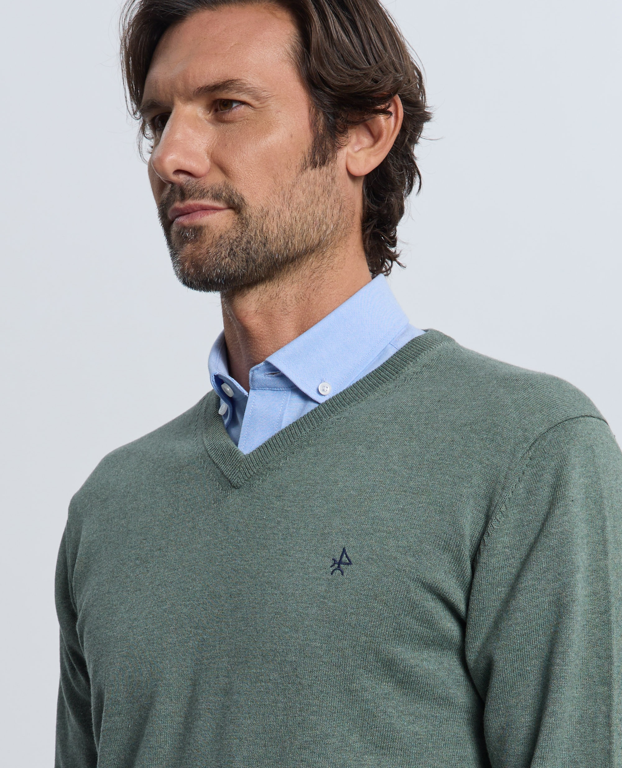 Jersey de hombre con cuello de pico - Valecuatro - Verde oscuro Verde oscuro-3