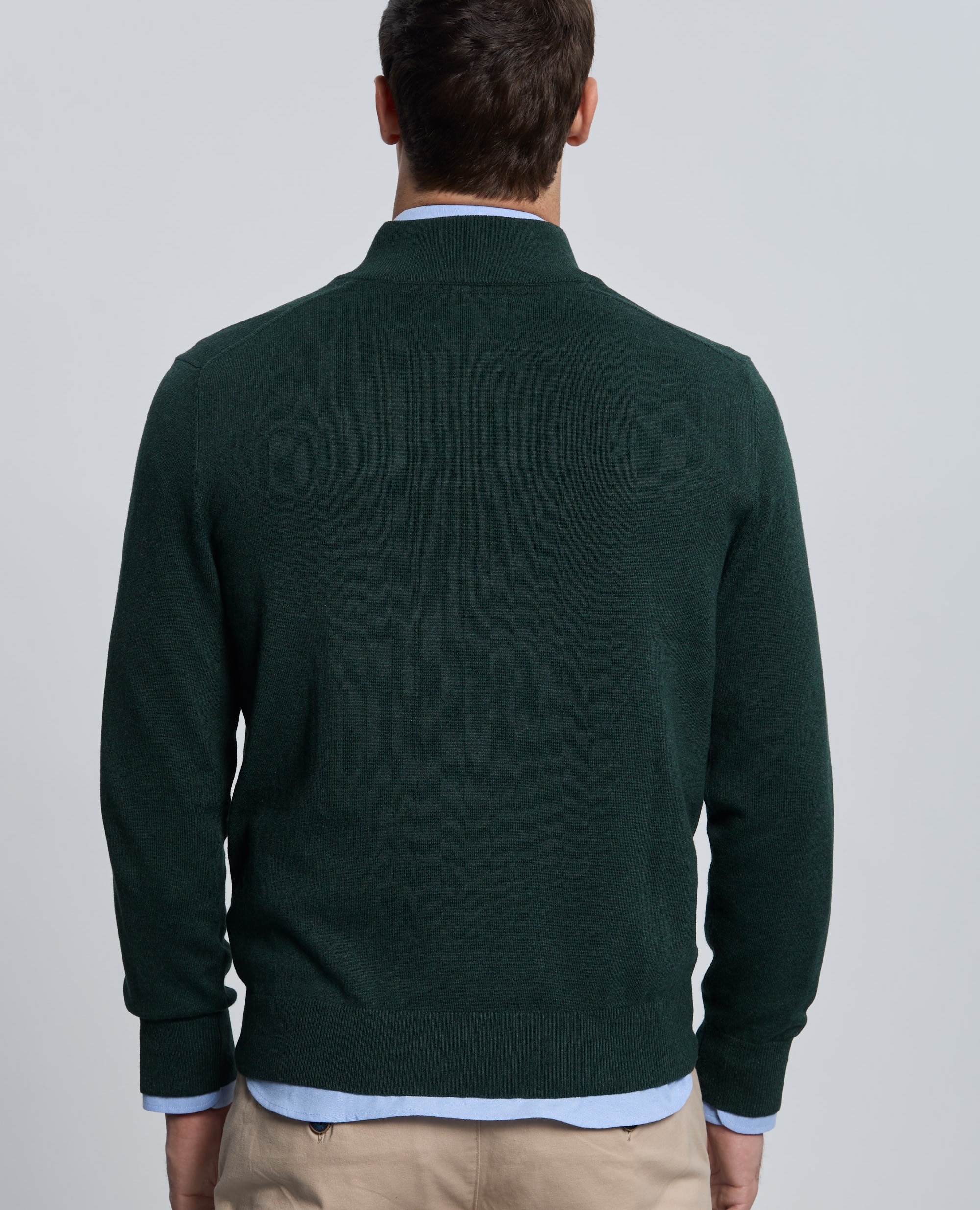 Jersey de hombre con cuello alto de cremallera - Valecuatro - Verde oscuro Verde oscuro-2