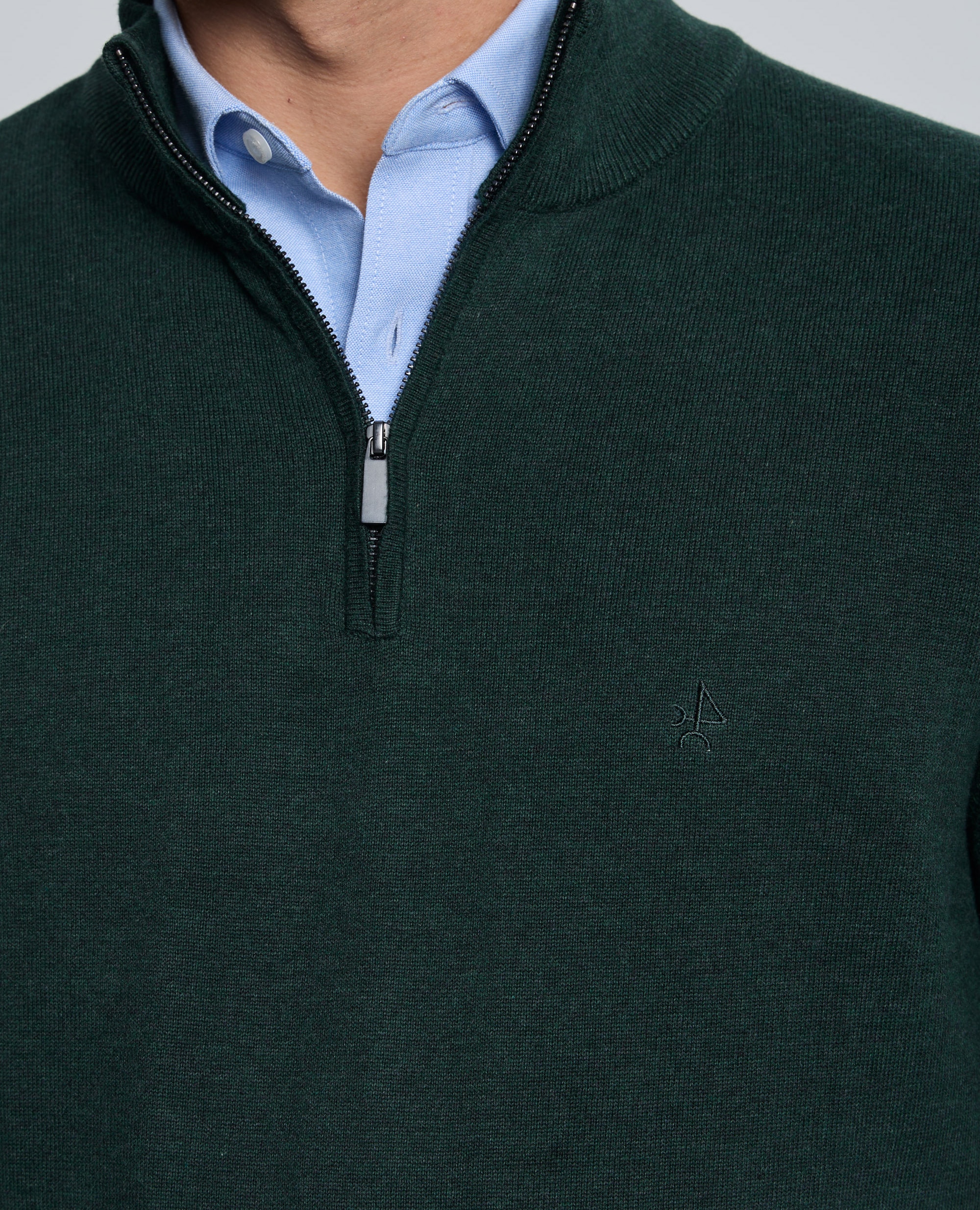 Jersey de hombre con cuello alto de cremallera - Valecuatro - Verde oscuro Verde oscuro-6