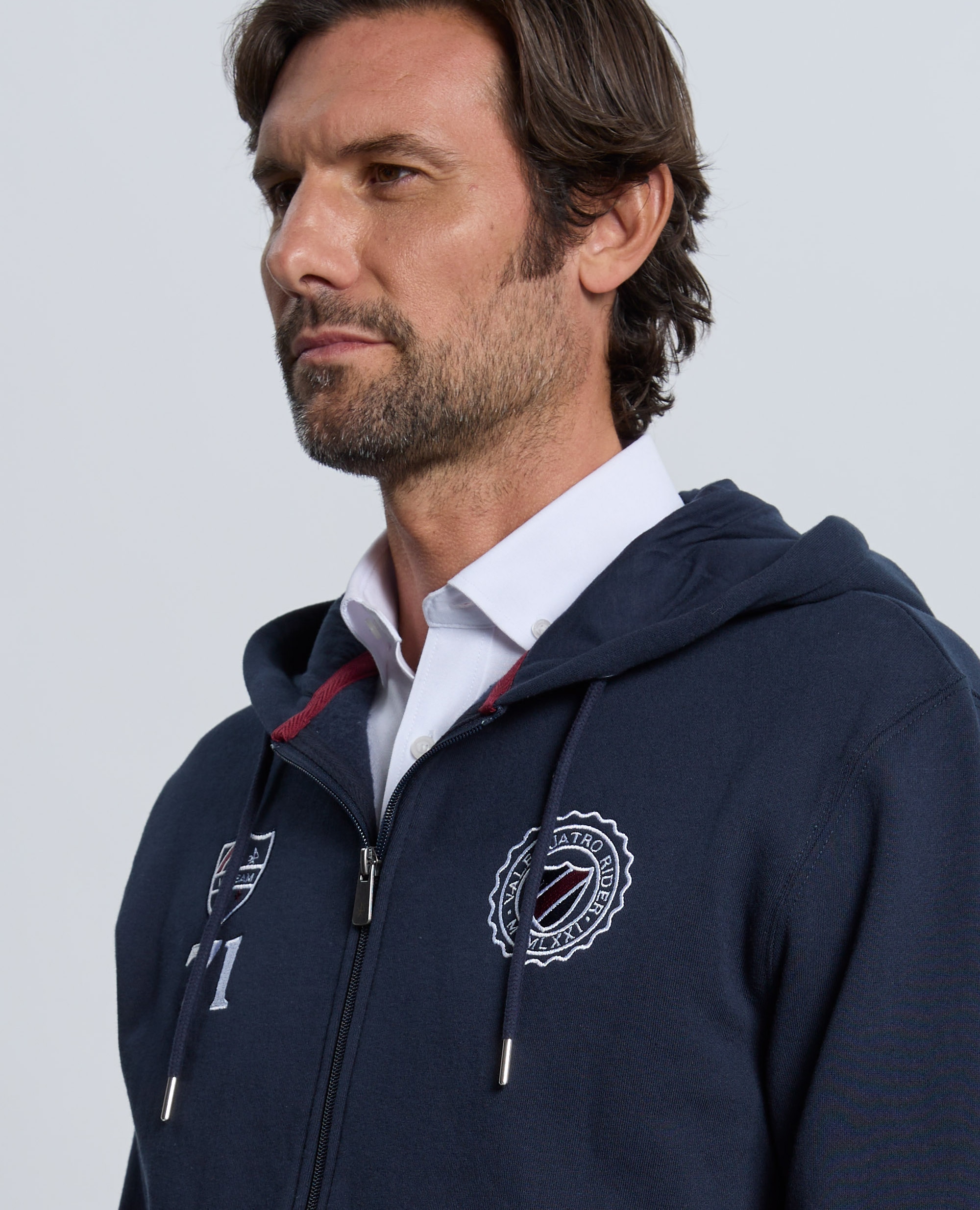Sudadera de hombre de cierre con cremallera con capucha - Valecuatro - Azul marino Azul marino-3