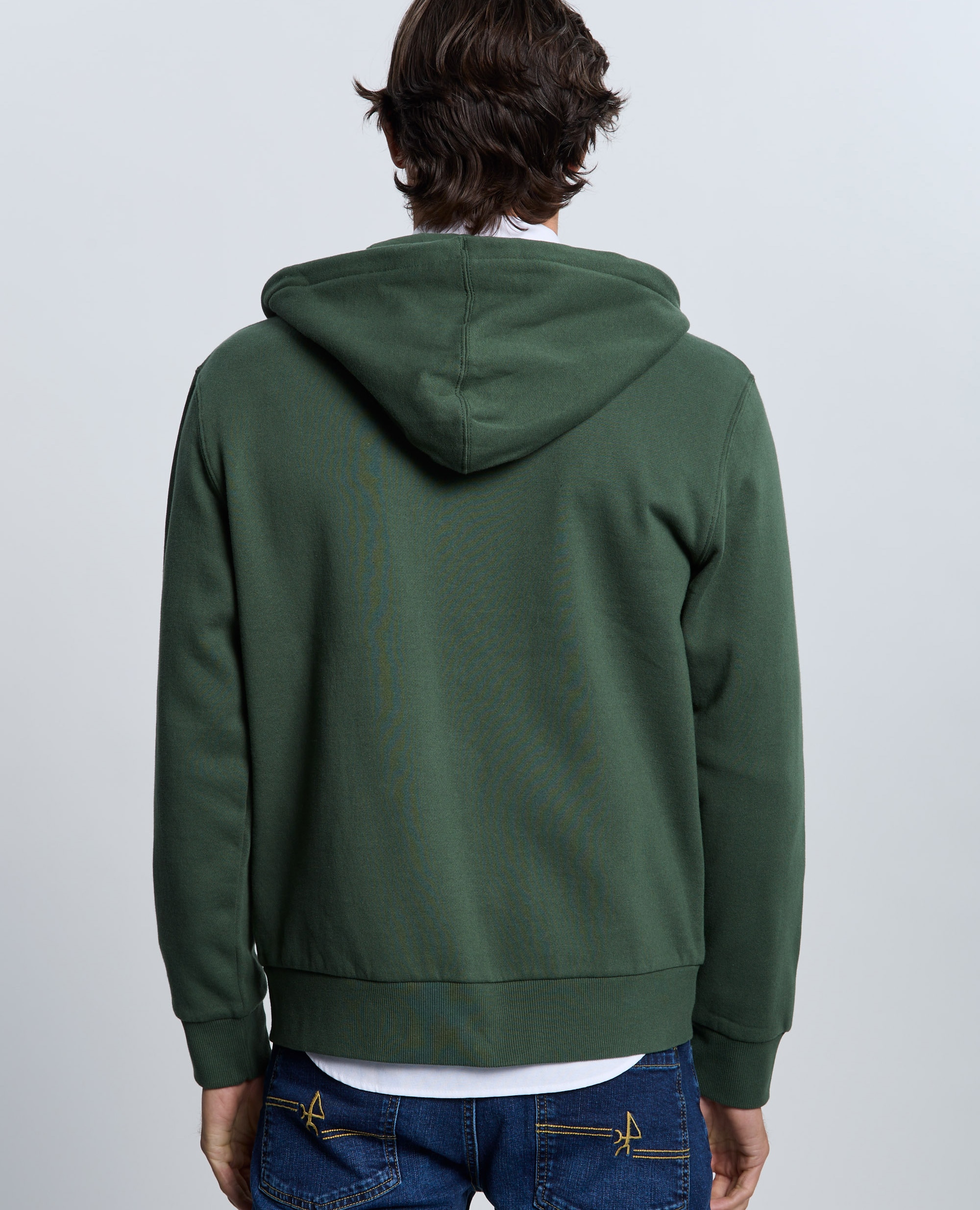 Sudadera de hombre de cierre con cremallera con capucha - Valecuatro - Verde oscuro Verde oscuro-2