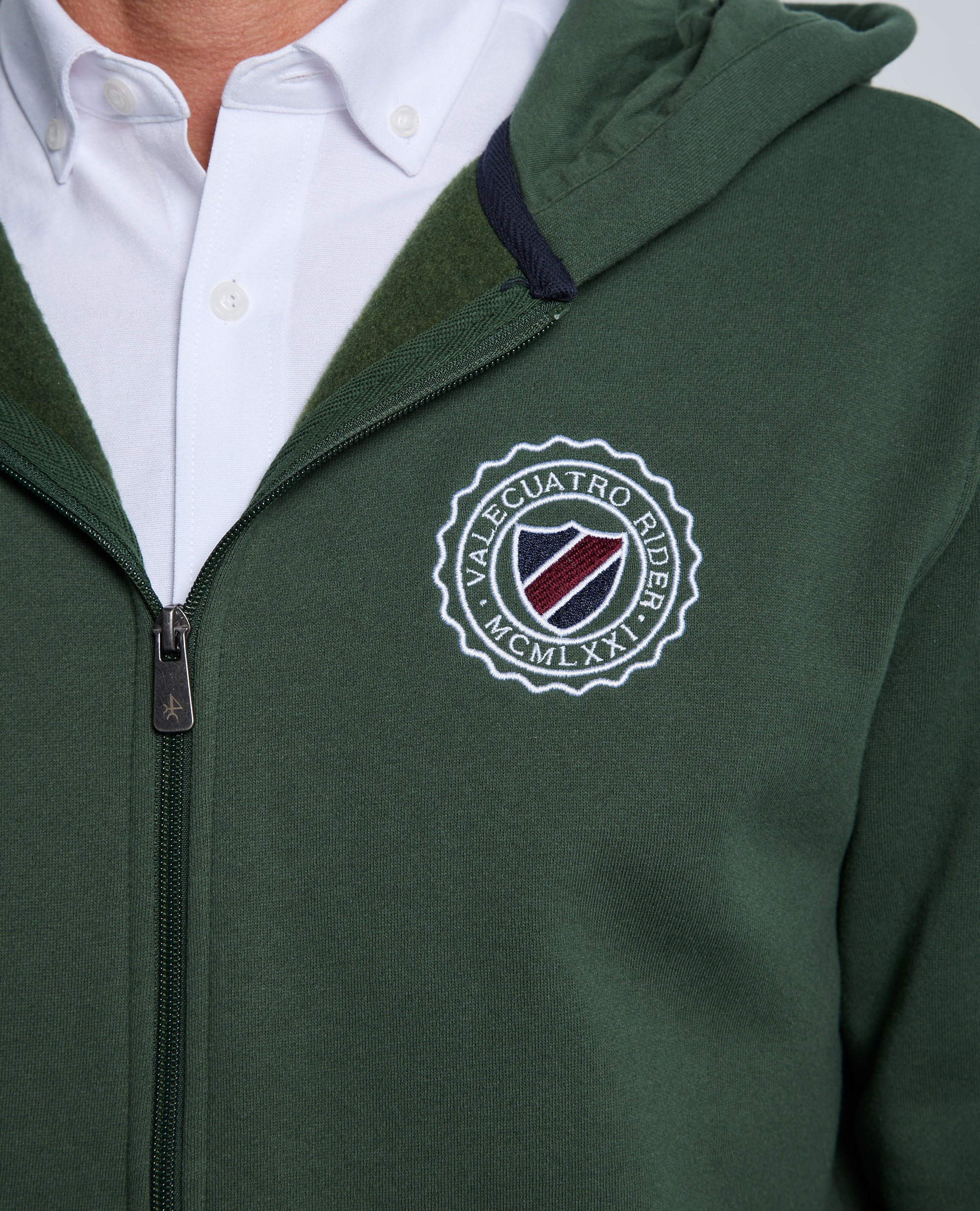 Sudadera de hombre de cierre con cremallera con capucha - Valecuatro - Verde oscuro Verde oscuro-8
