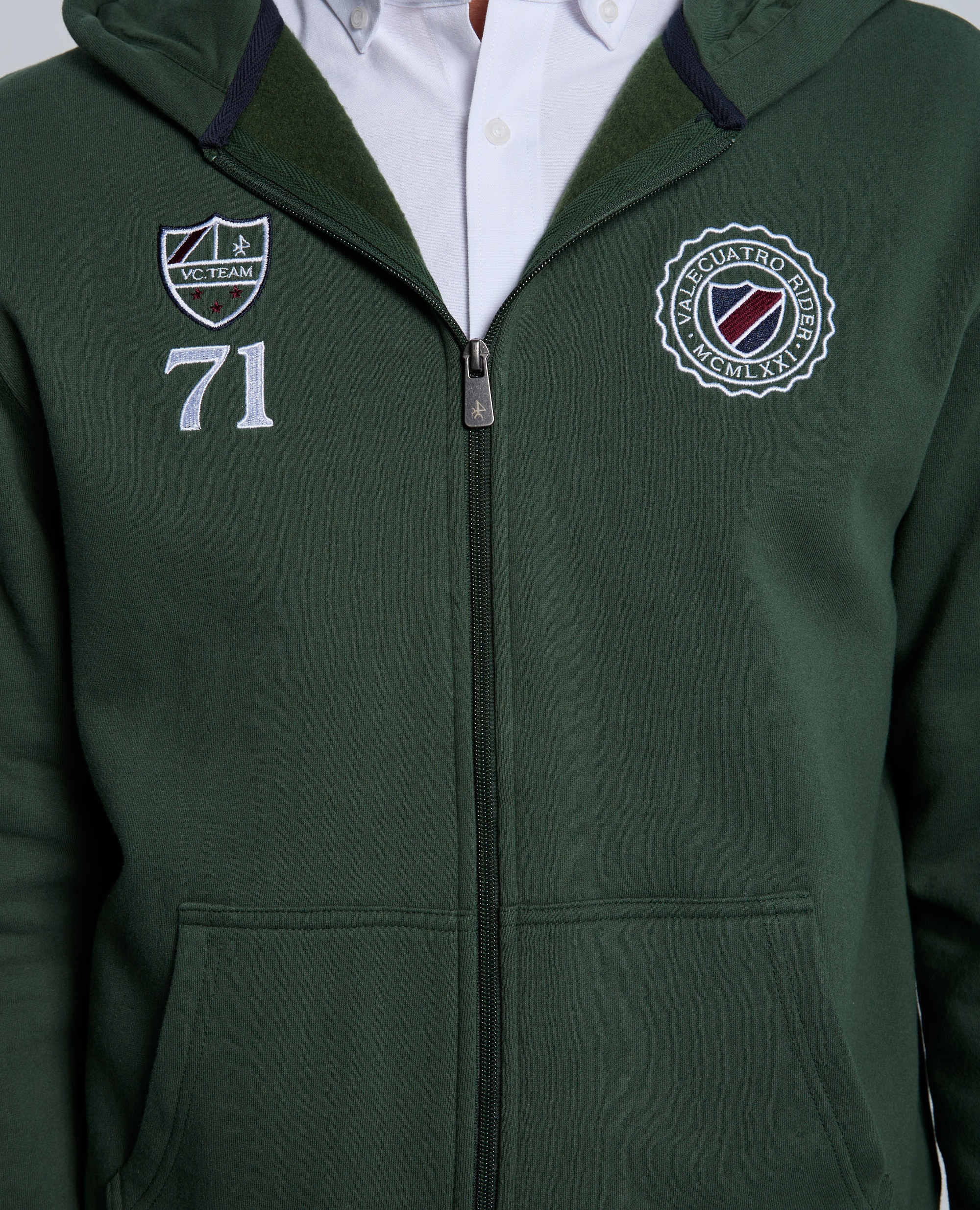 Sudadera de hombre de cierre con cremallera con capucha - Valecuatro - Verde oscuro Verde oscuro-7