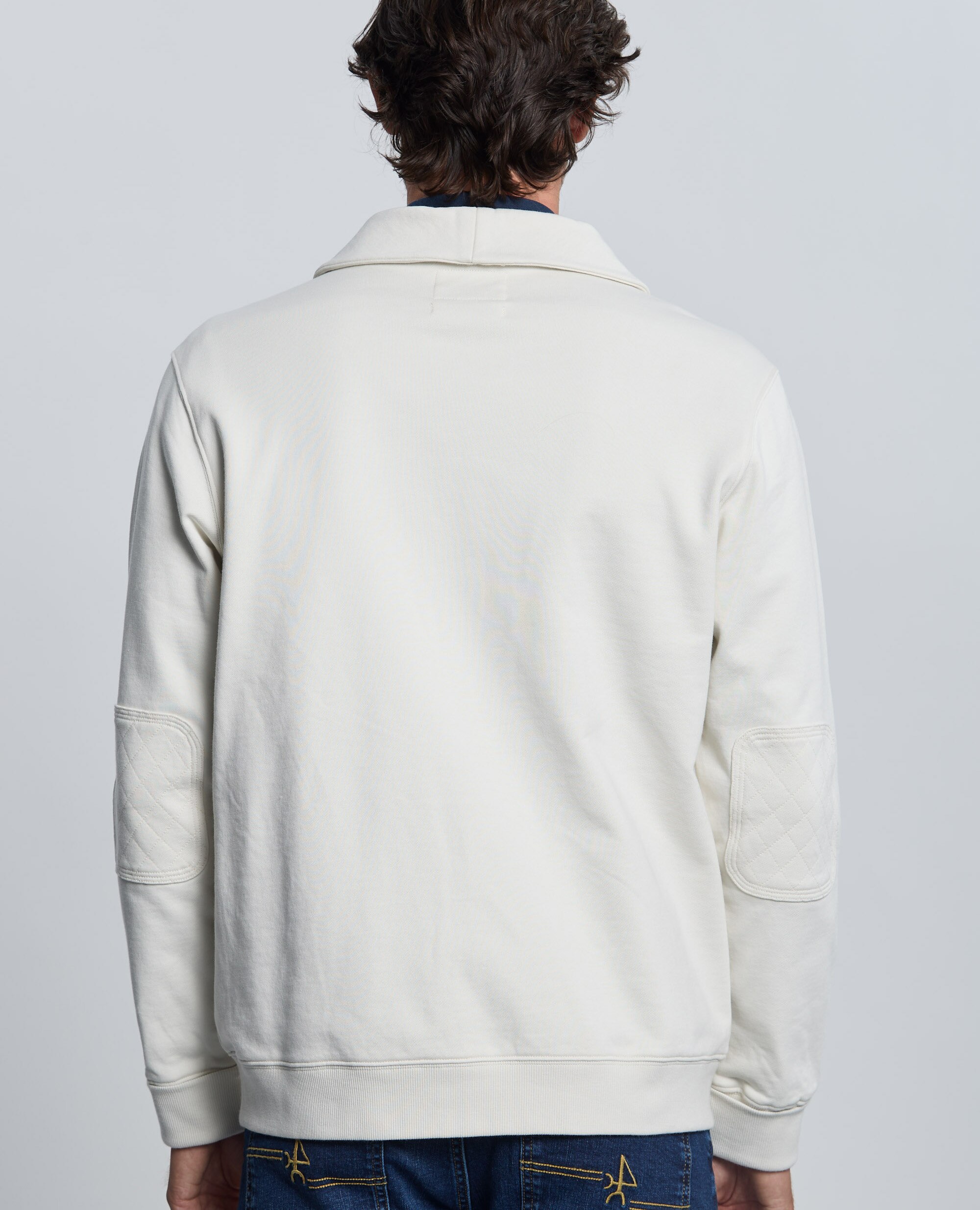 Sudadera de hombre de cierre con botones con cuello smokin - Valecuatro - Blanco roto Blanco roto-2