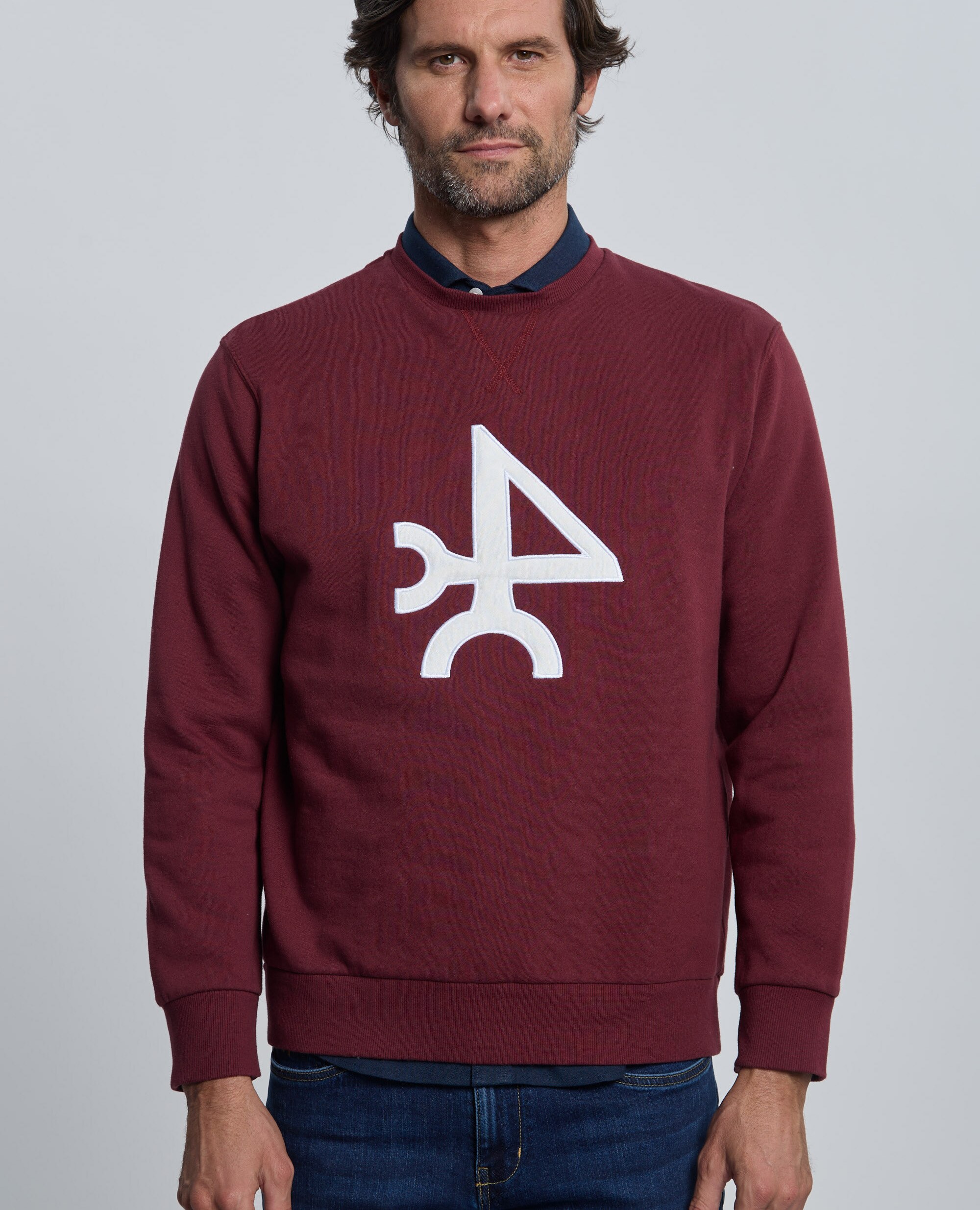 Imagen 0 de Sudadera de hombre con cuello redondo Burdeos