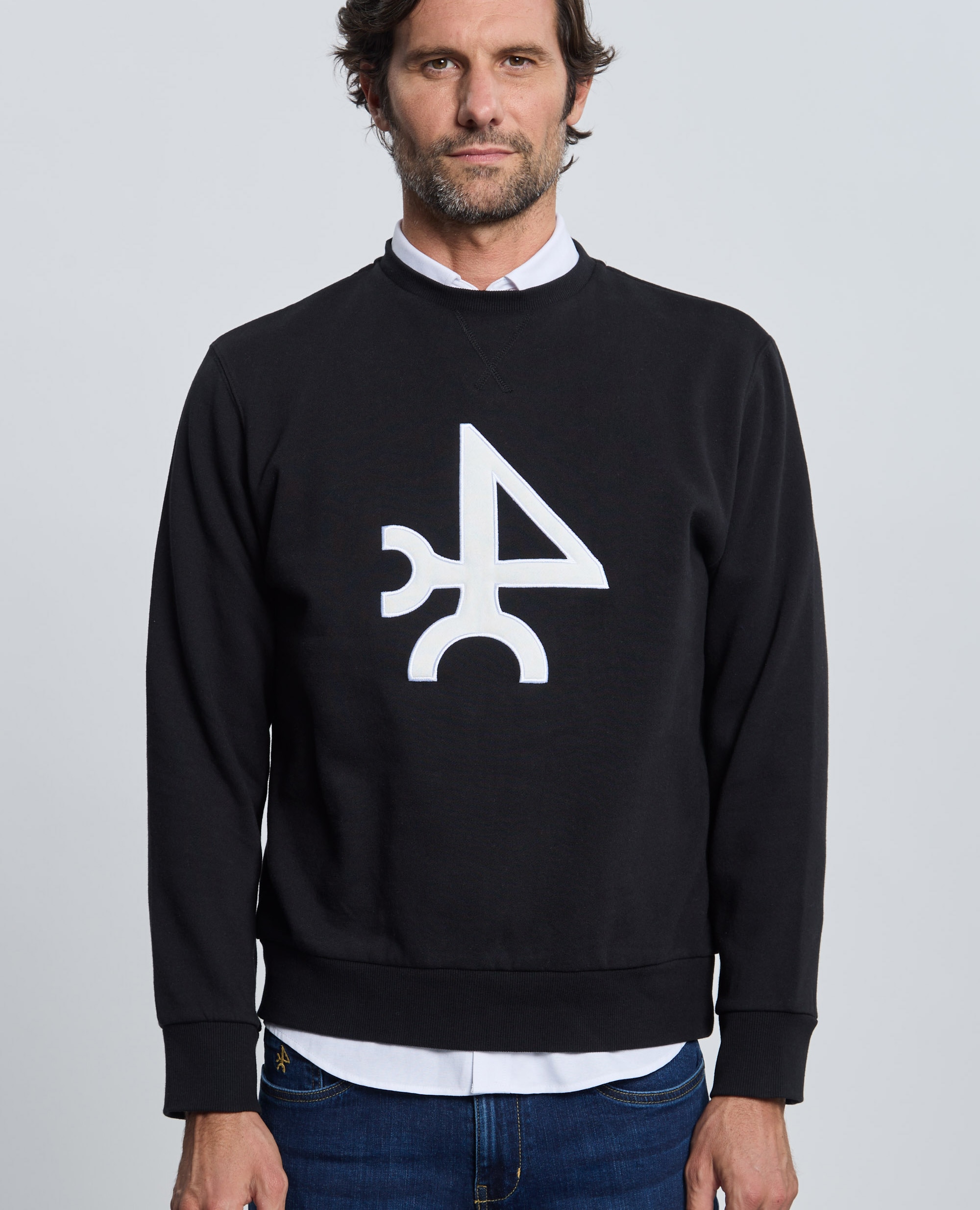 Imagen 0 de Sudadera de hombre con cuello redondo Negro