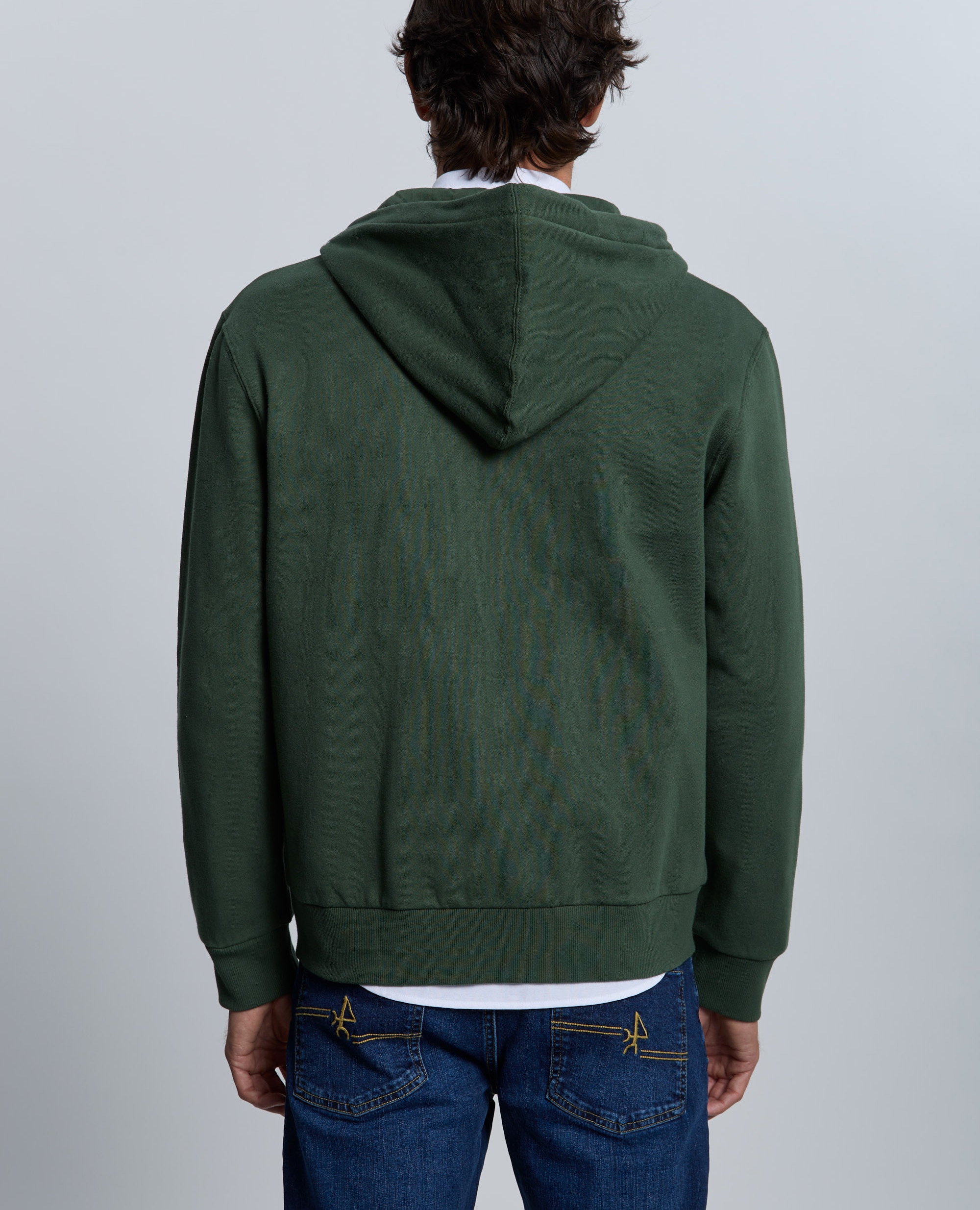 Sudadera de hombre de cierre con cremallera con capucha - Valecuatro - Verde oscuro Verde oscuro-2